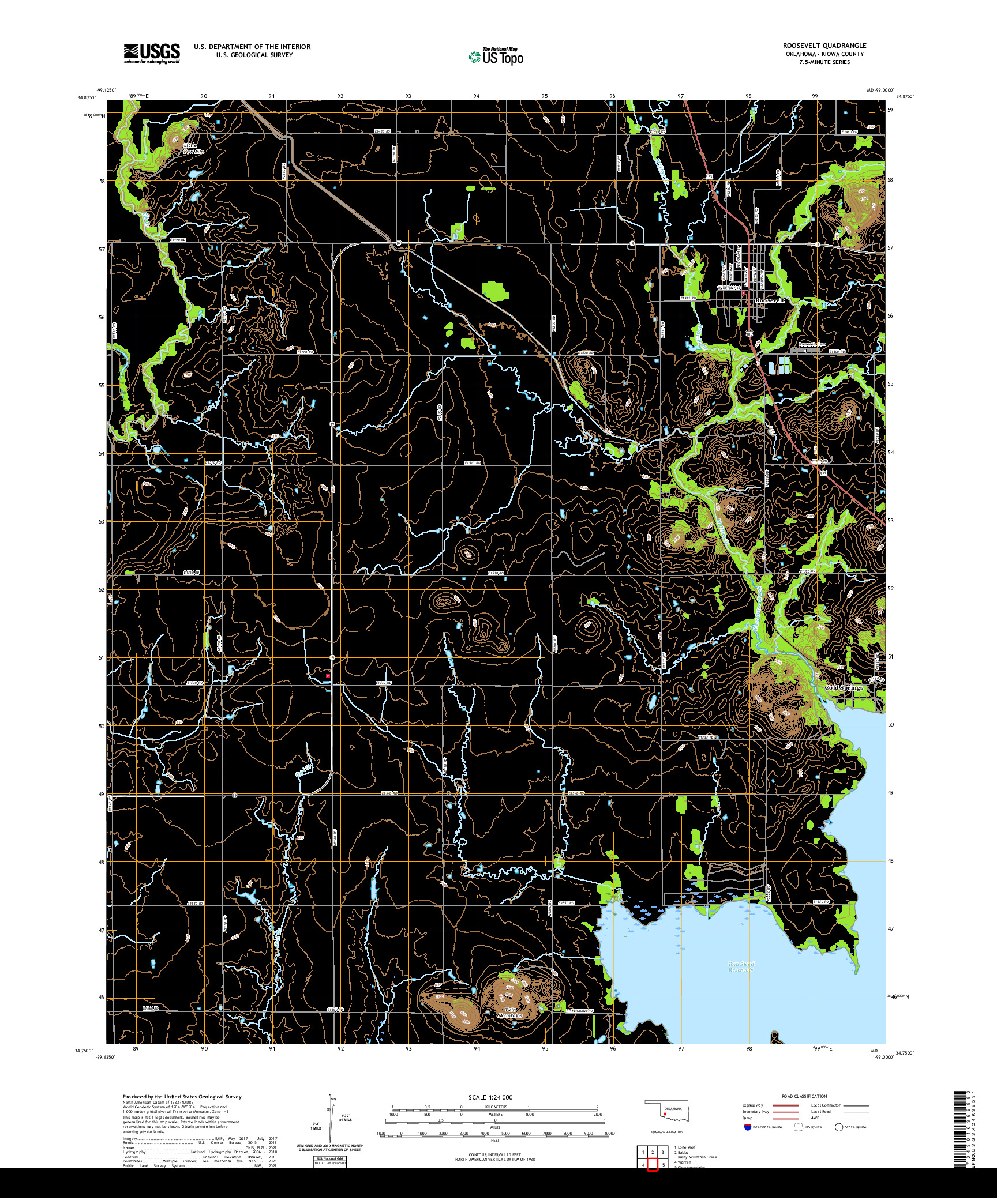 US TOPO 7.5-MINUTE MAP FOR ROOSEVELT, OK