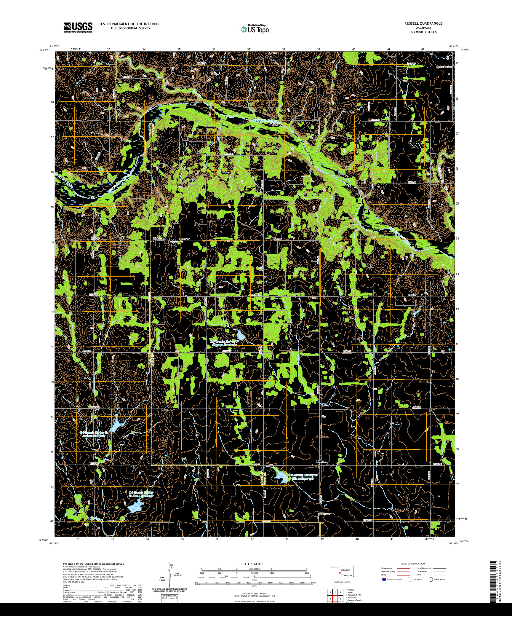 US TOPO 7.5-MINUTE MAP FOR RUSSELL, OK