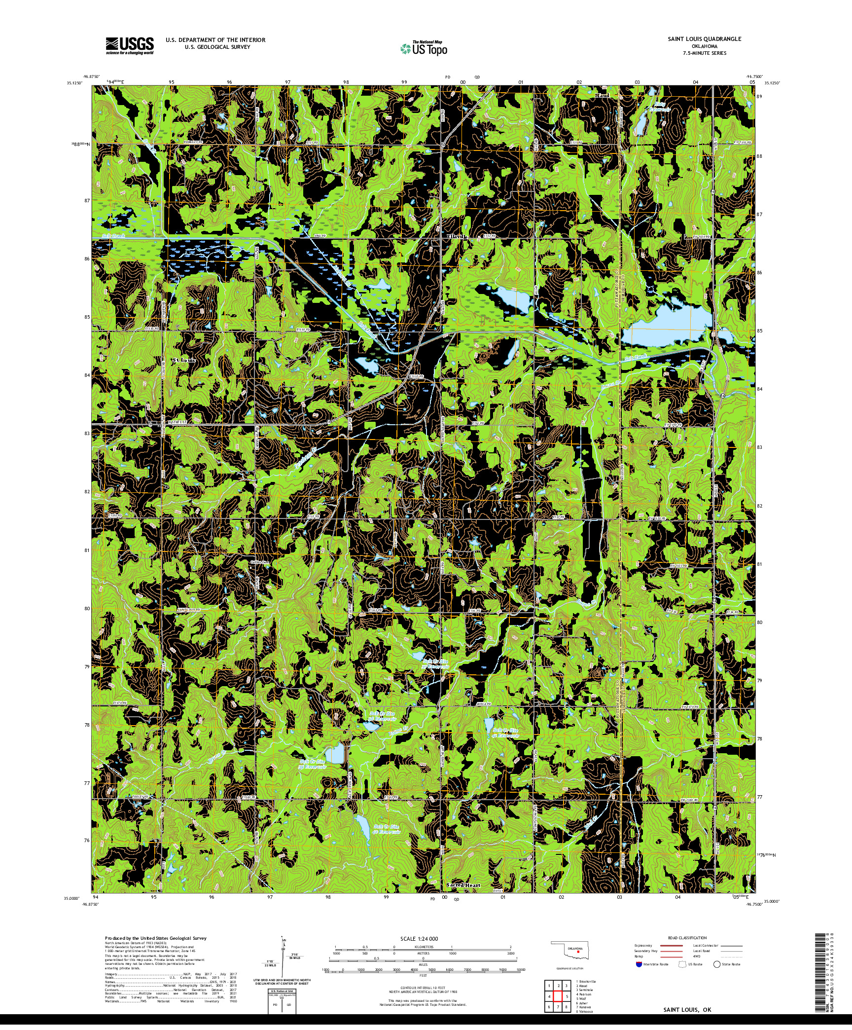 US TOPO 7.5-MINUTE MAP FOR SAINT LOUIS, OK