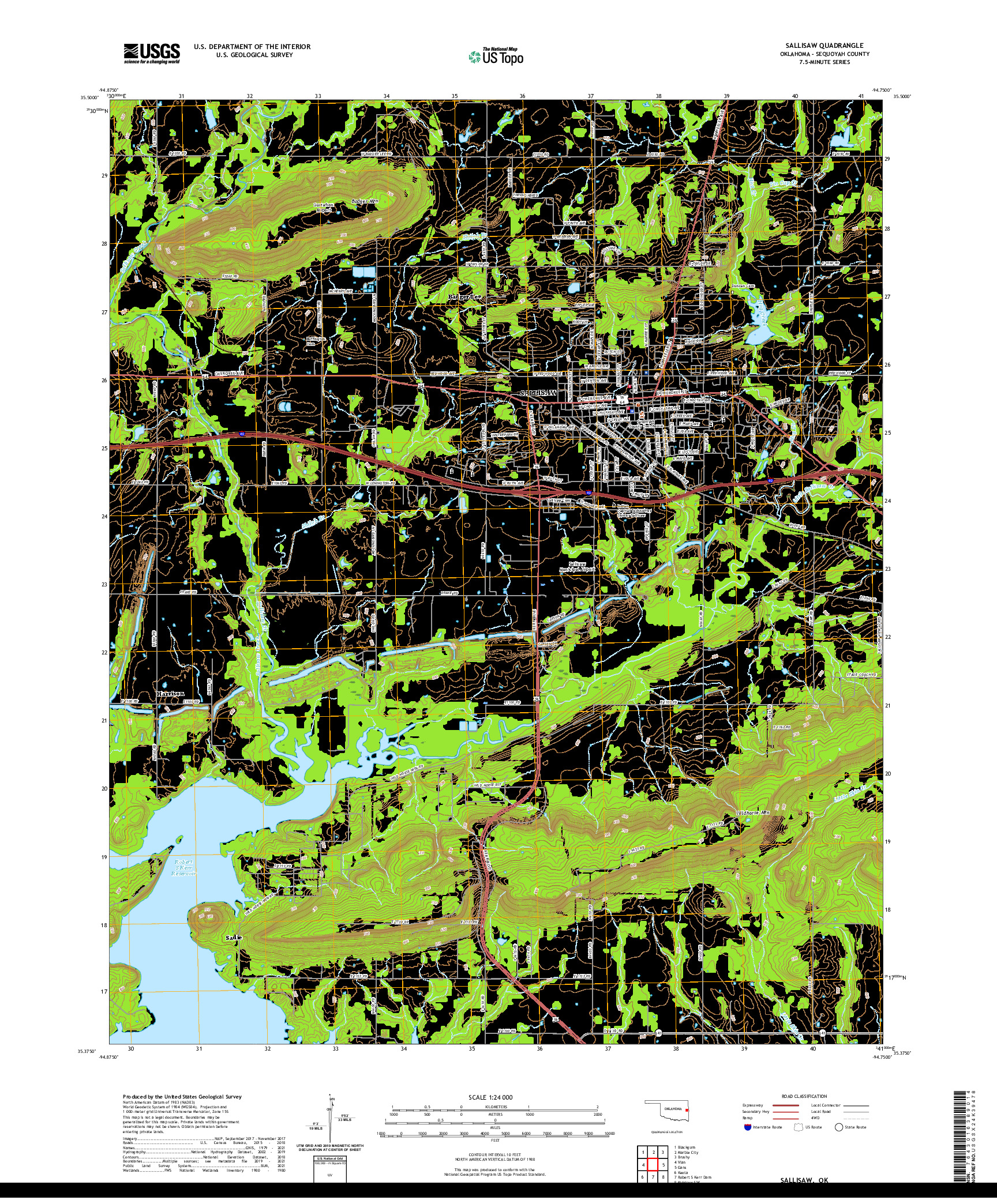 US TOPO 7.5-MINUTE MAP FOR SALLISAW, OK