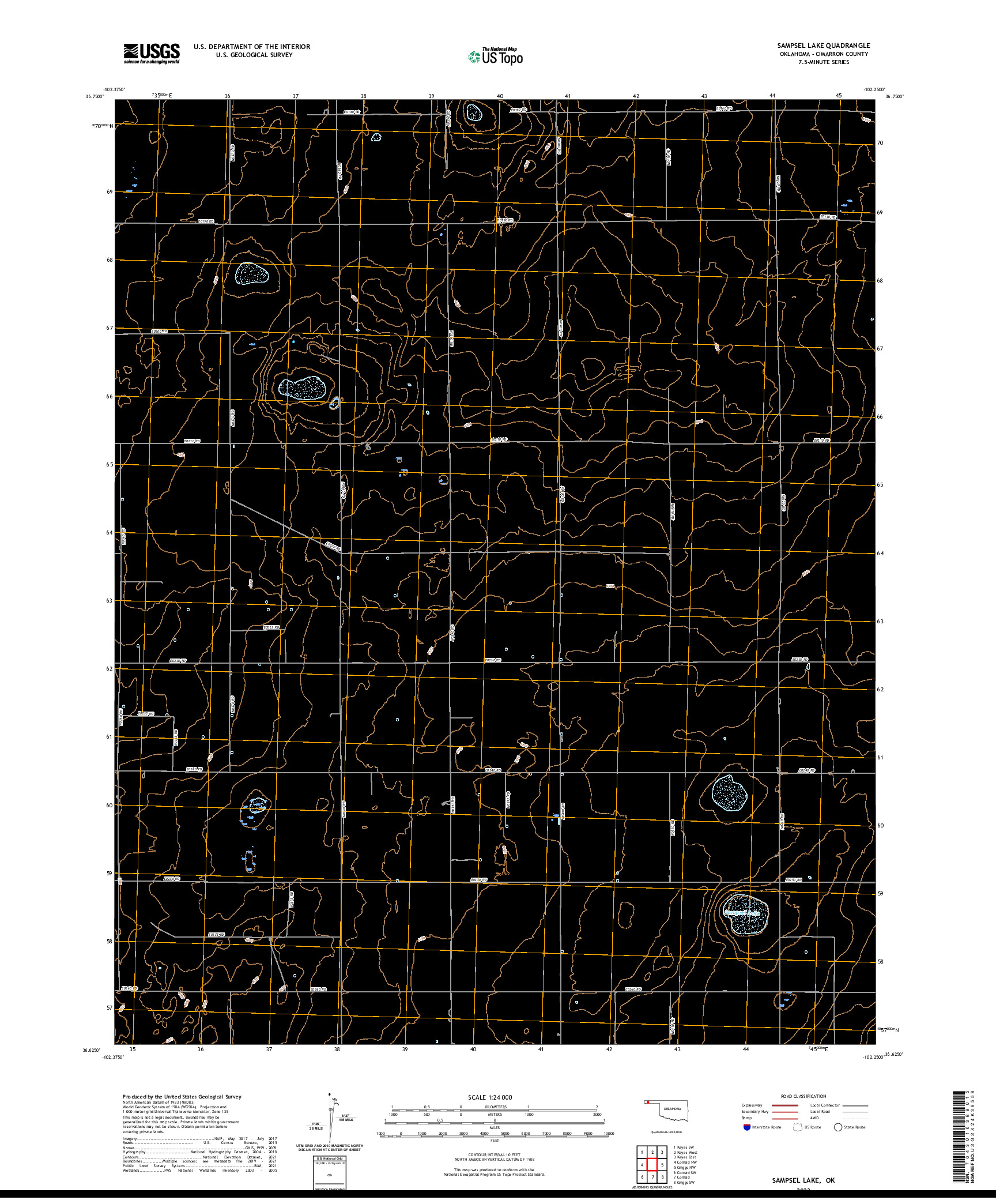 US TOPO 7.5-MINUTE MAP FOR SAMPSEL LAKE, OK