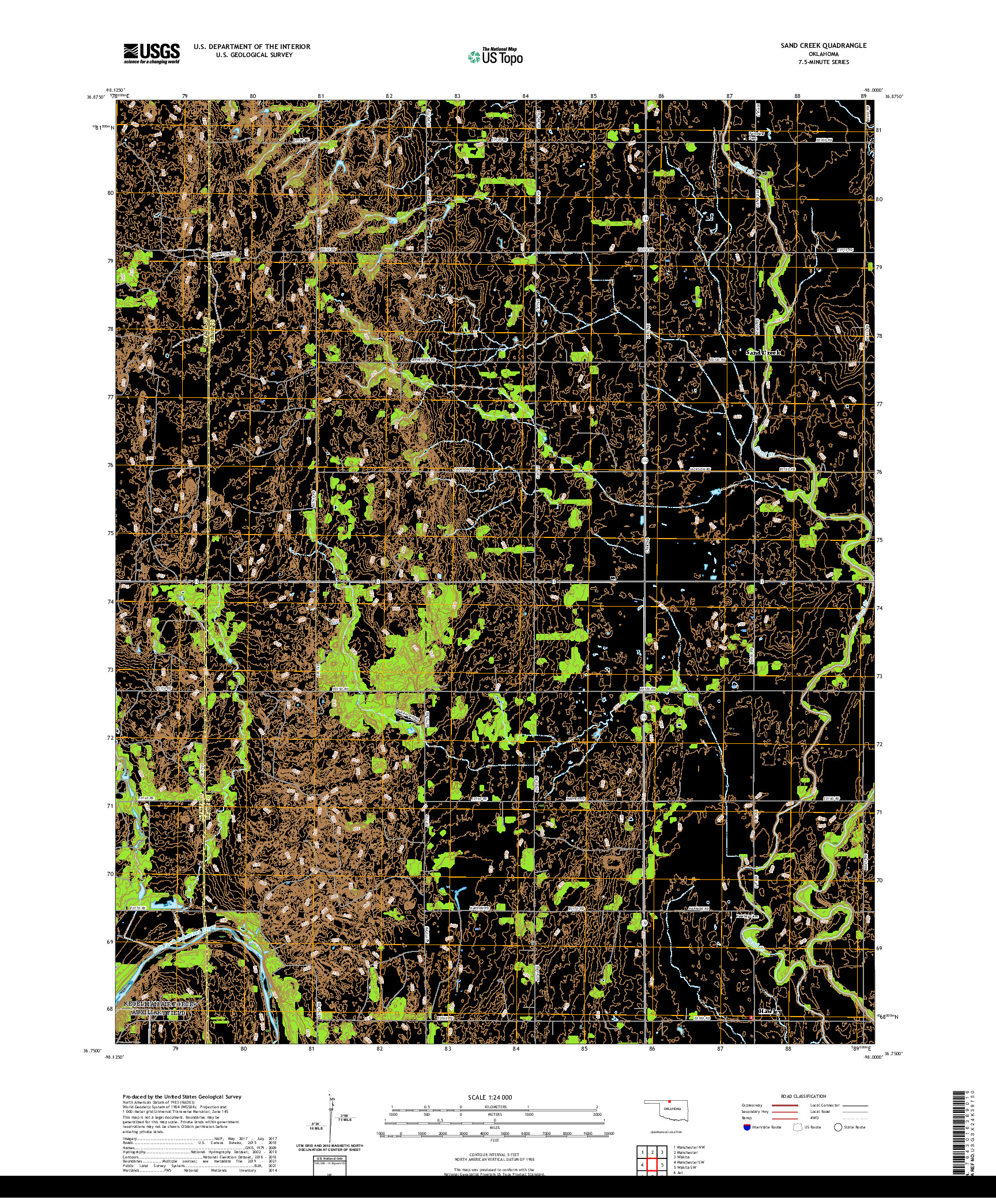 US TOPO 7.5-MINUTE MAP FOR SAND CREEK, OK