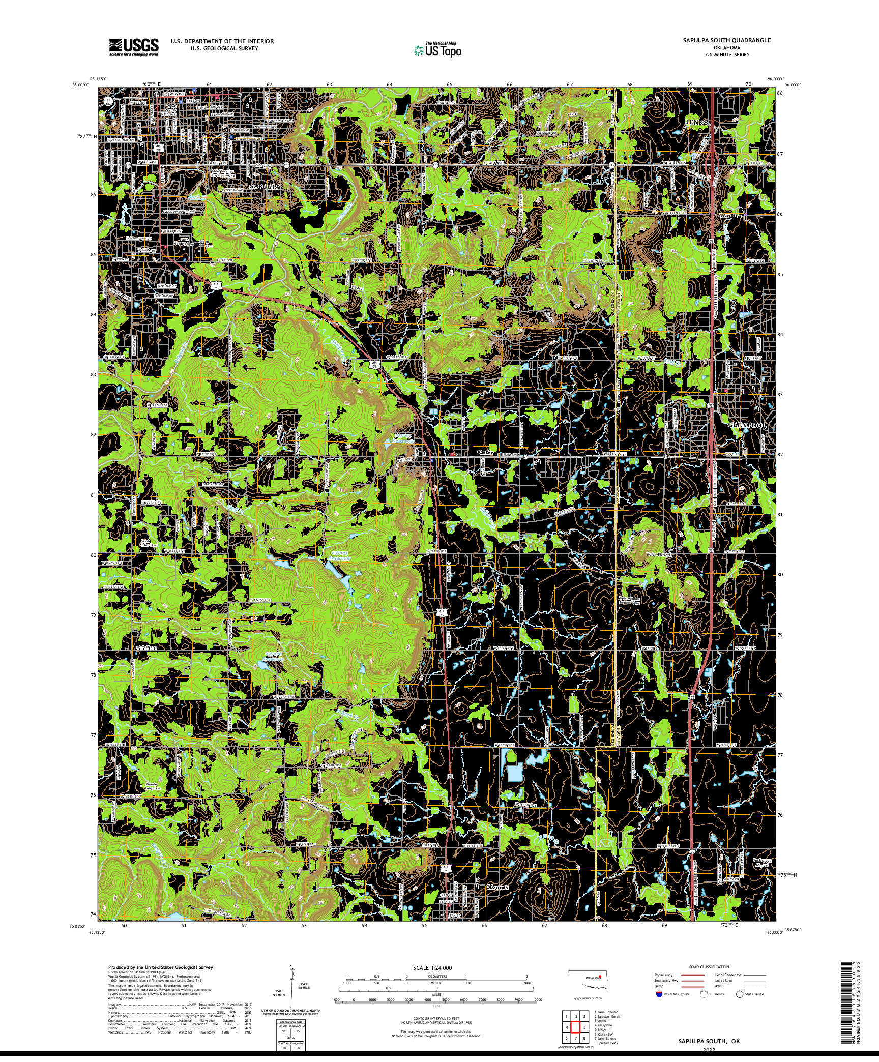 US TOPO 7.5-MINUTE MAP FOR SAPULPA SOUTH, OK