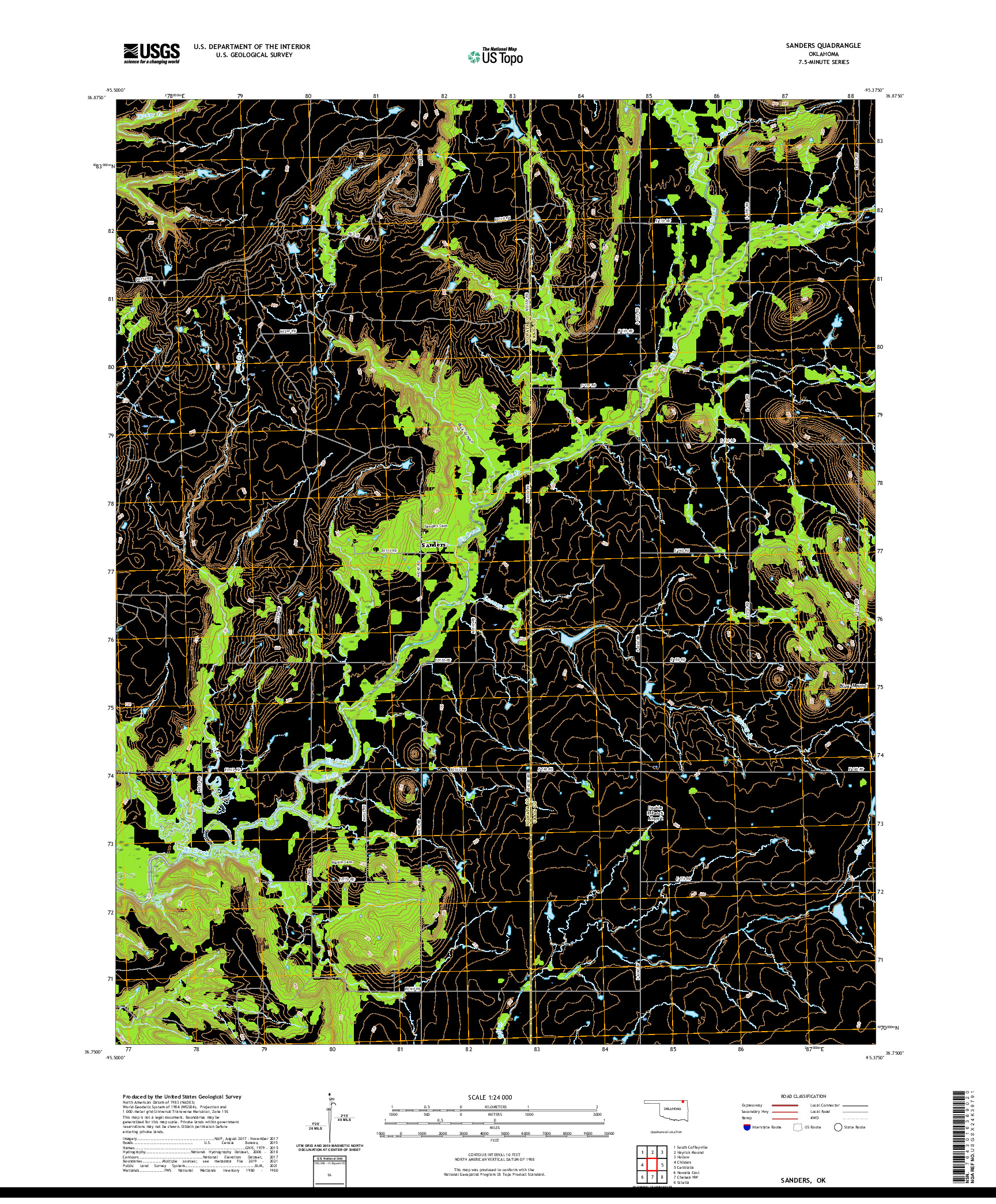 US TOPO 7.5-MINUTE MAP FOR SANDERS, OK