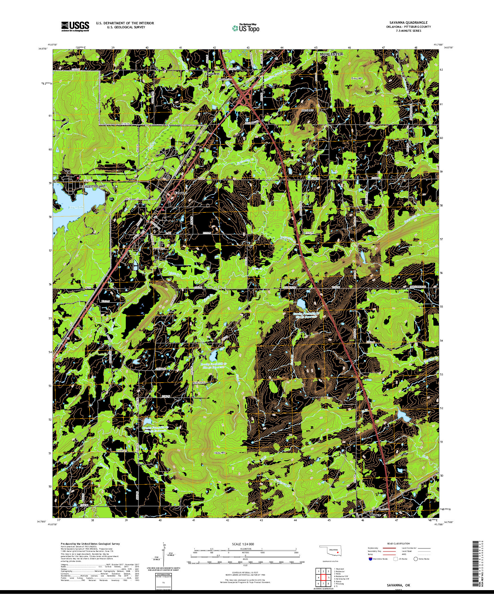 US TOPO 7.5-MINUTE MAP FOR SAVANNA, OK