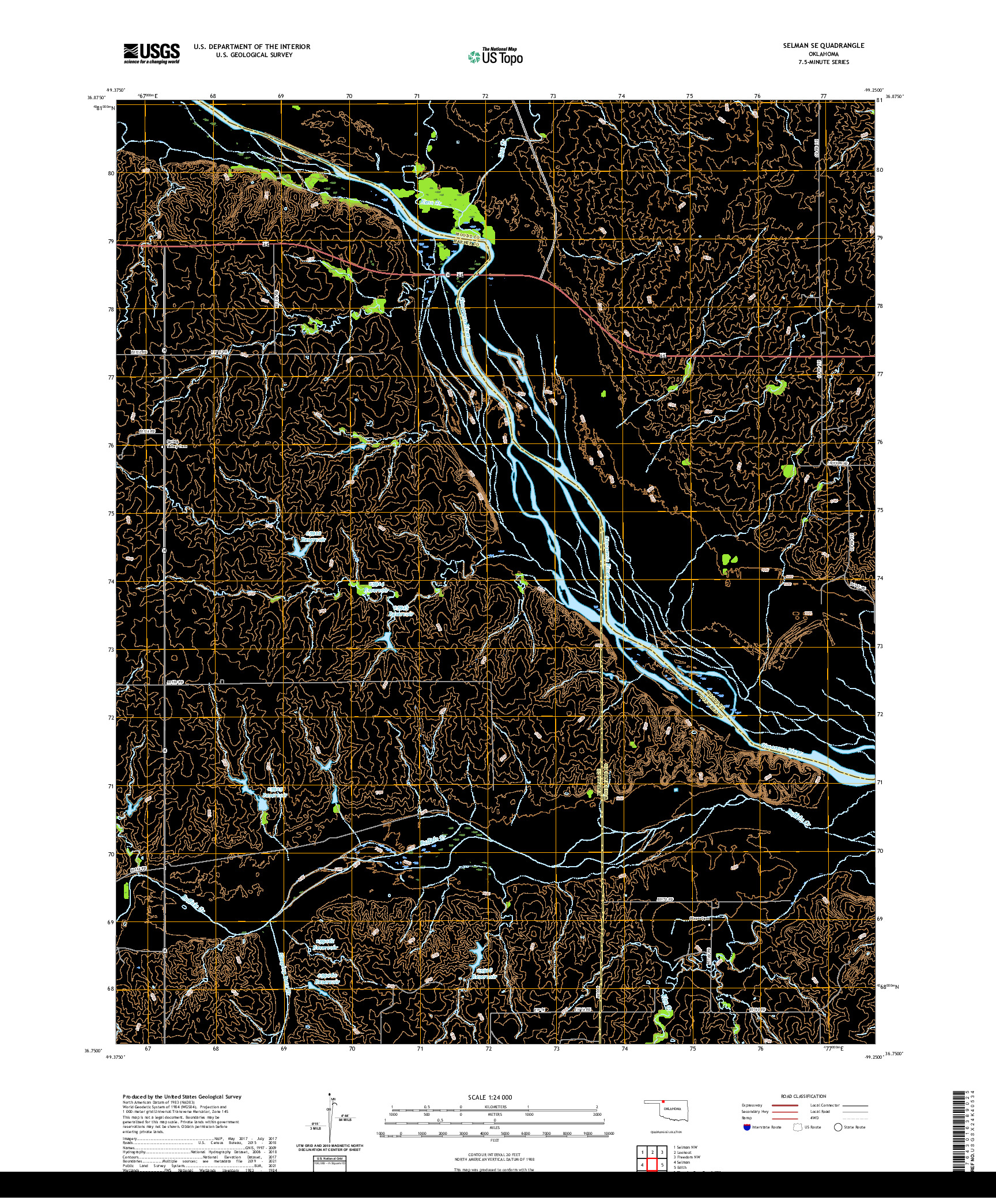 US TOPO 7.5-MINUTE MAP FOR SELMAN SE, OK