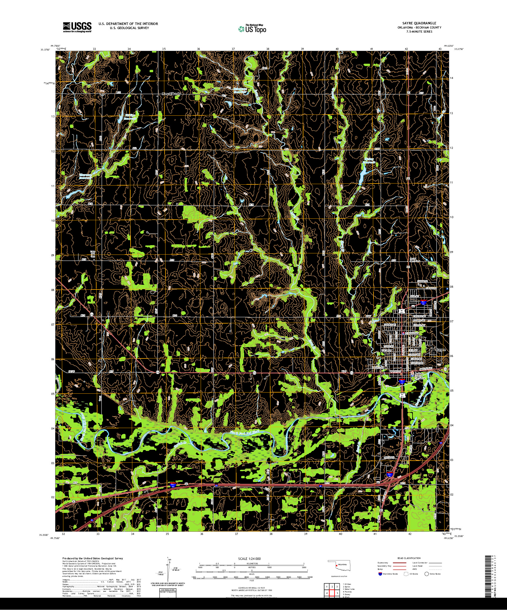 US TOPO 7.5-MINUTE MAP FOR SAYRE, OK