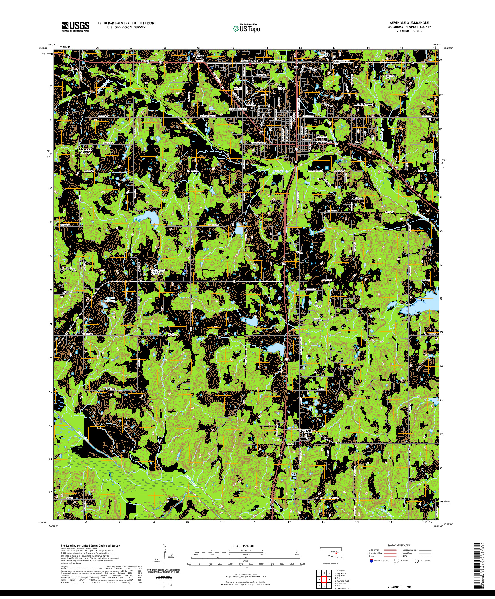 US TOPO 7.5-MINUTE MAP FOR SEMINOLE, OK