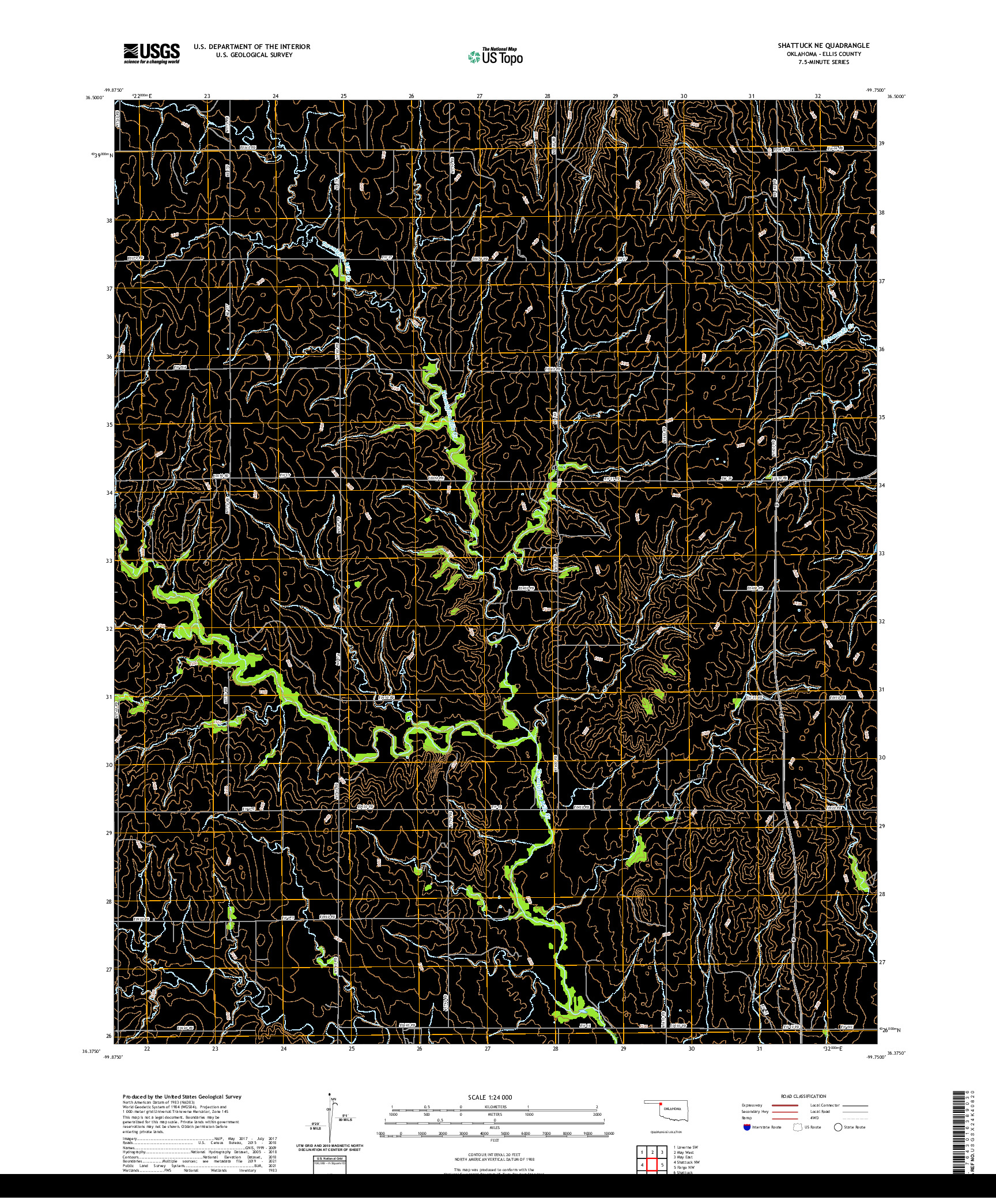 US TOPO 7.5-MINUTE MAP FOR SHATTUCK NE, OK