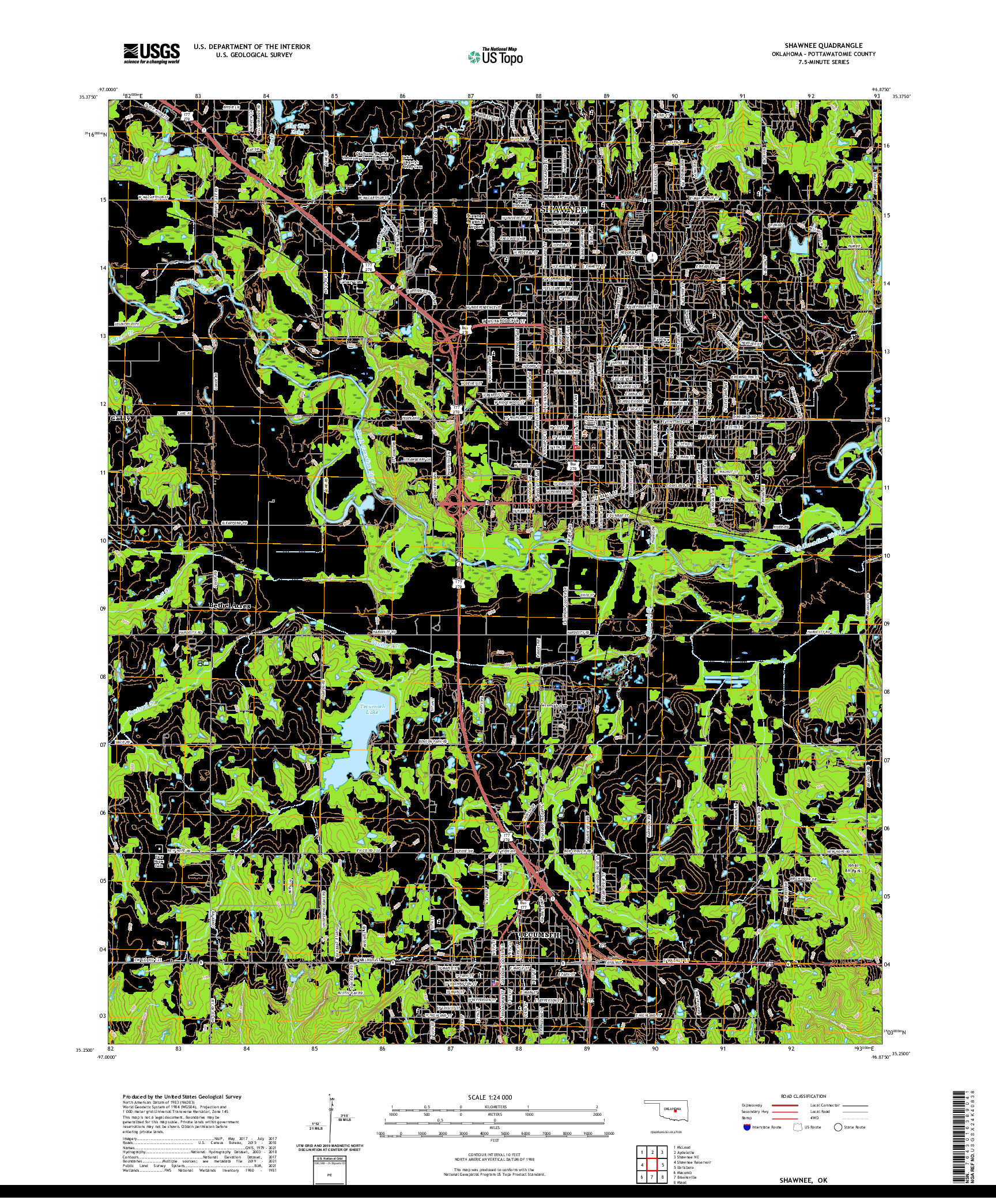 US TOPO 7.5-MINUTE MAP FOR SHAWNEE, OK