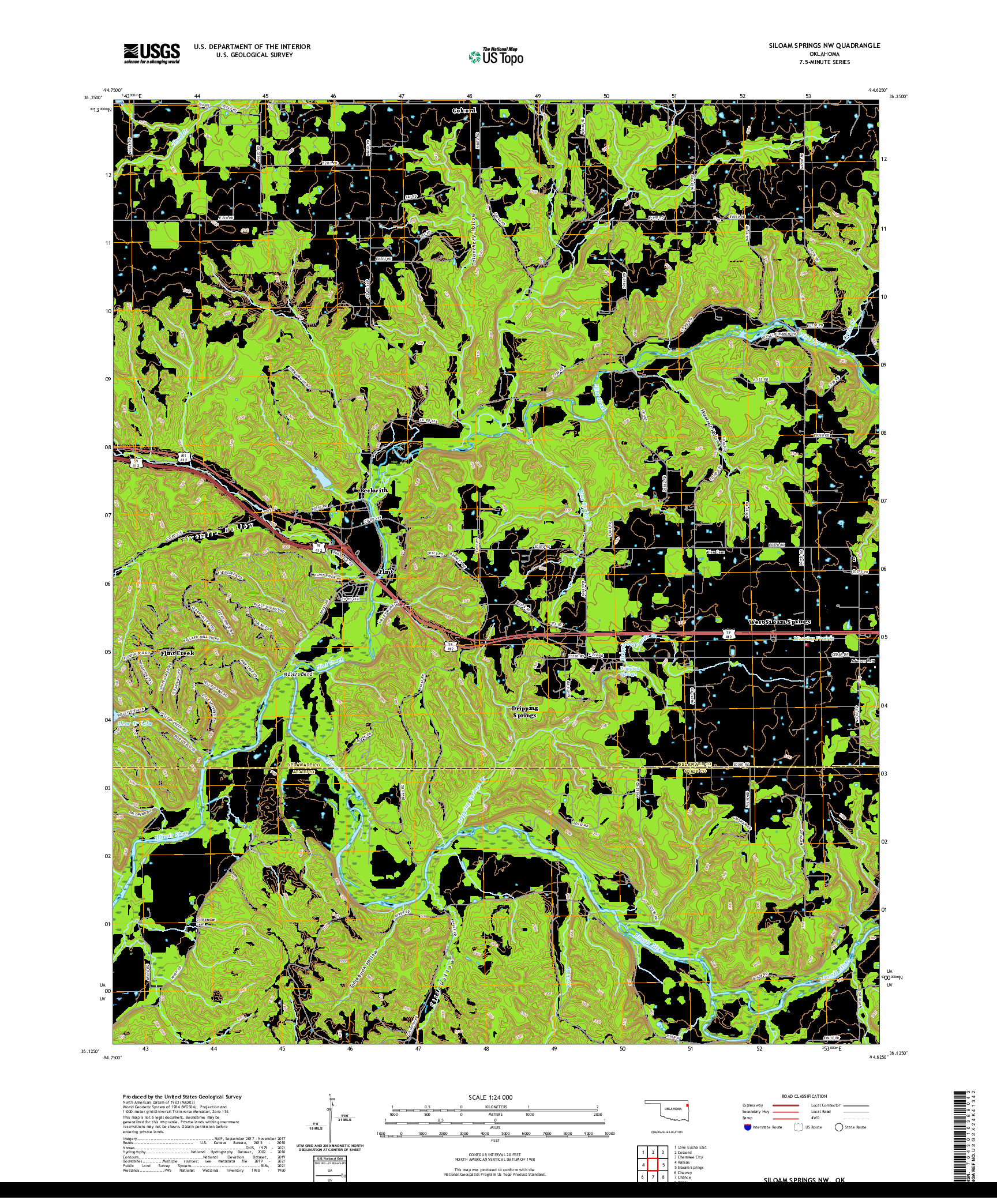 US TOPO 7.5-MINUTE MAP FOR SILOAM SPRINGS NW, OK