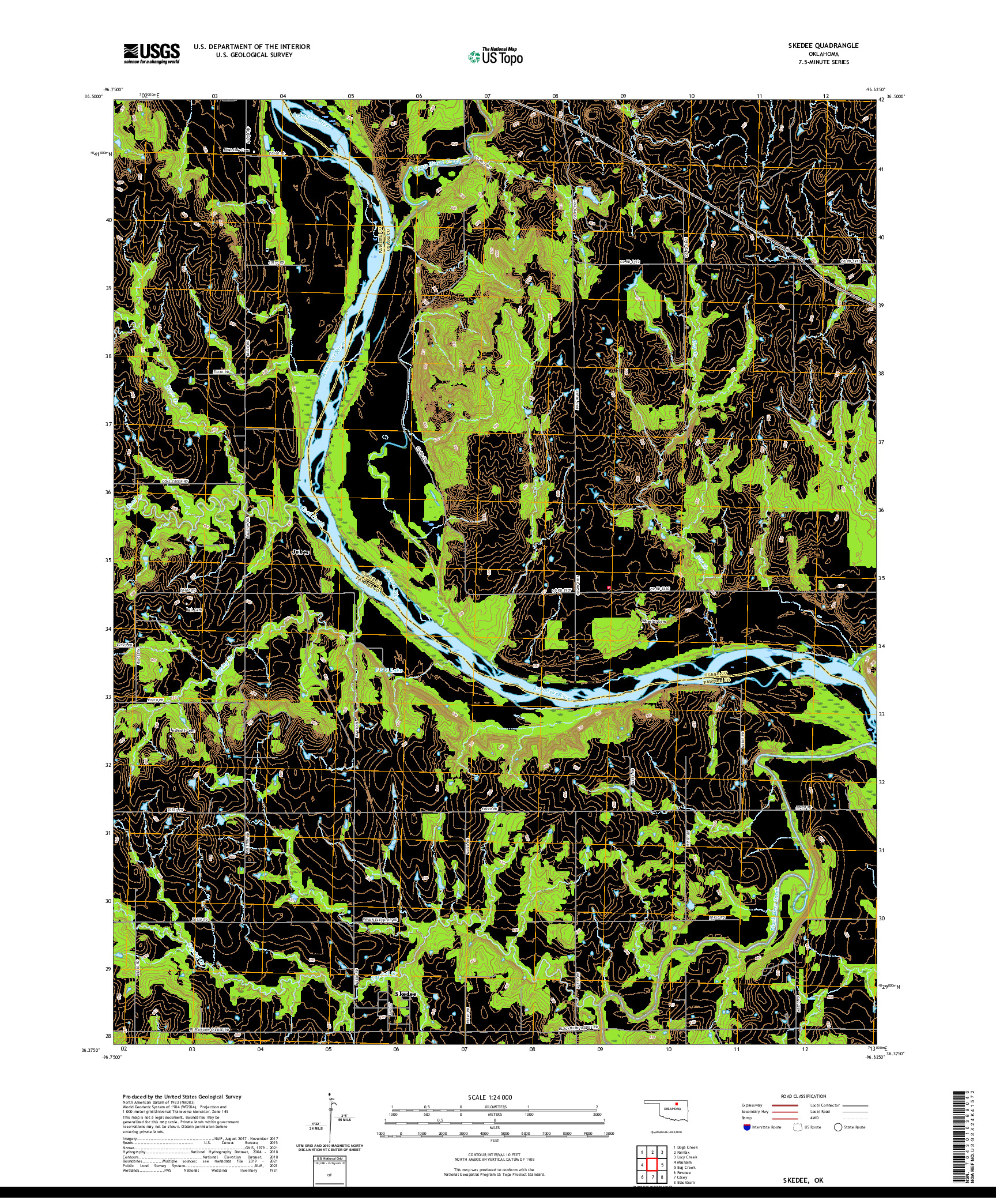 US TOPO 7.5-MINUTE MAP FOR SKEDEE, OK