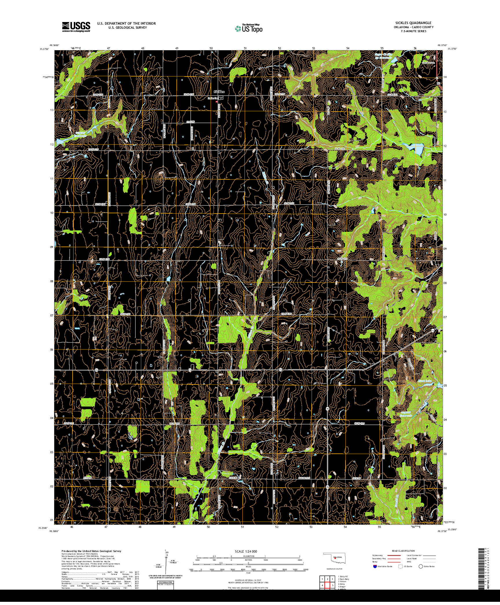 US TOPO 7.5-MINUTE MAP FOR SICKLES, OK