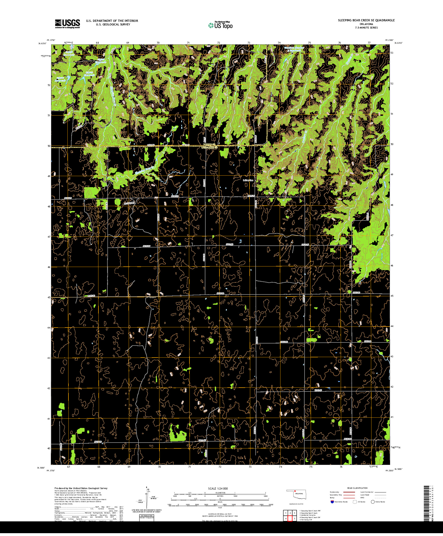 US TOPO 7.5-MINUTE MAP FOR SLEEPING BEAR CREEK SE, OK