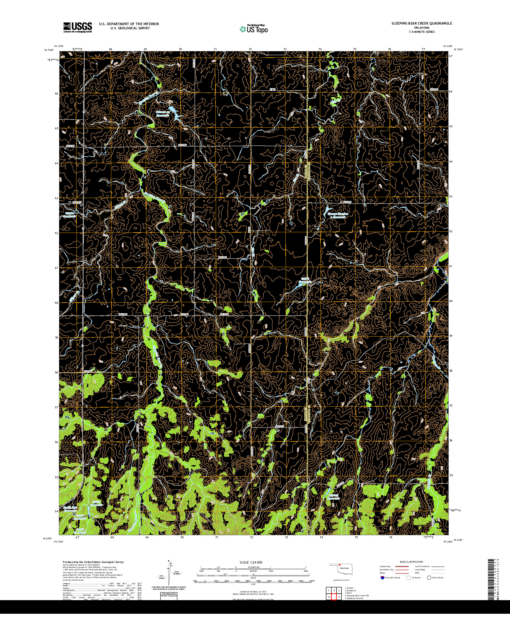 US TOPO 7.5-MINUTE MAP FOR SLEEPING BEAR CREEK, OK