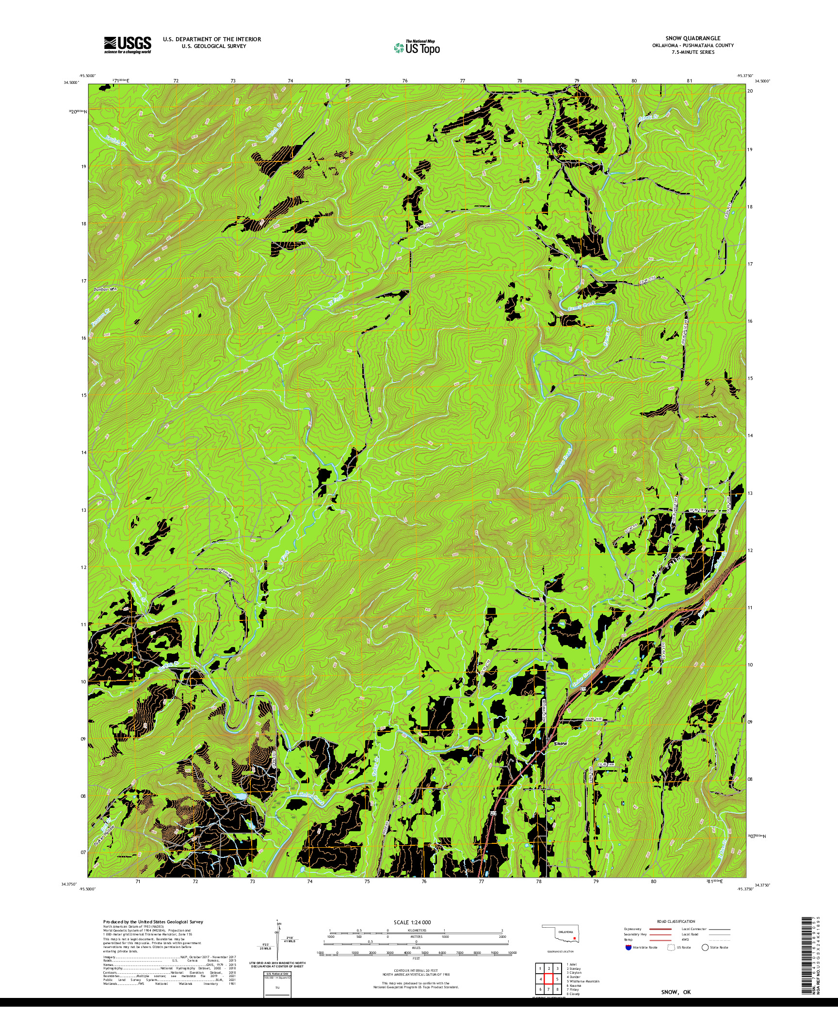 US TOPO 7.5-MINUTE MAP FOR SNOW, OK