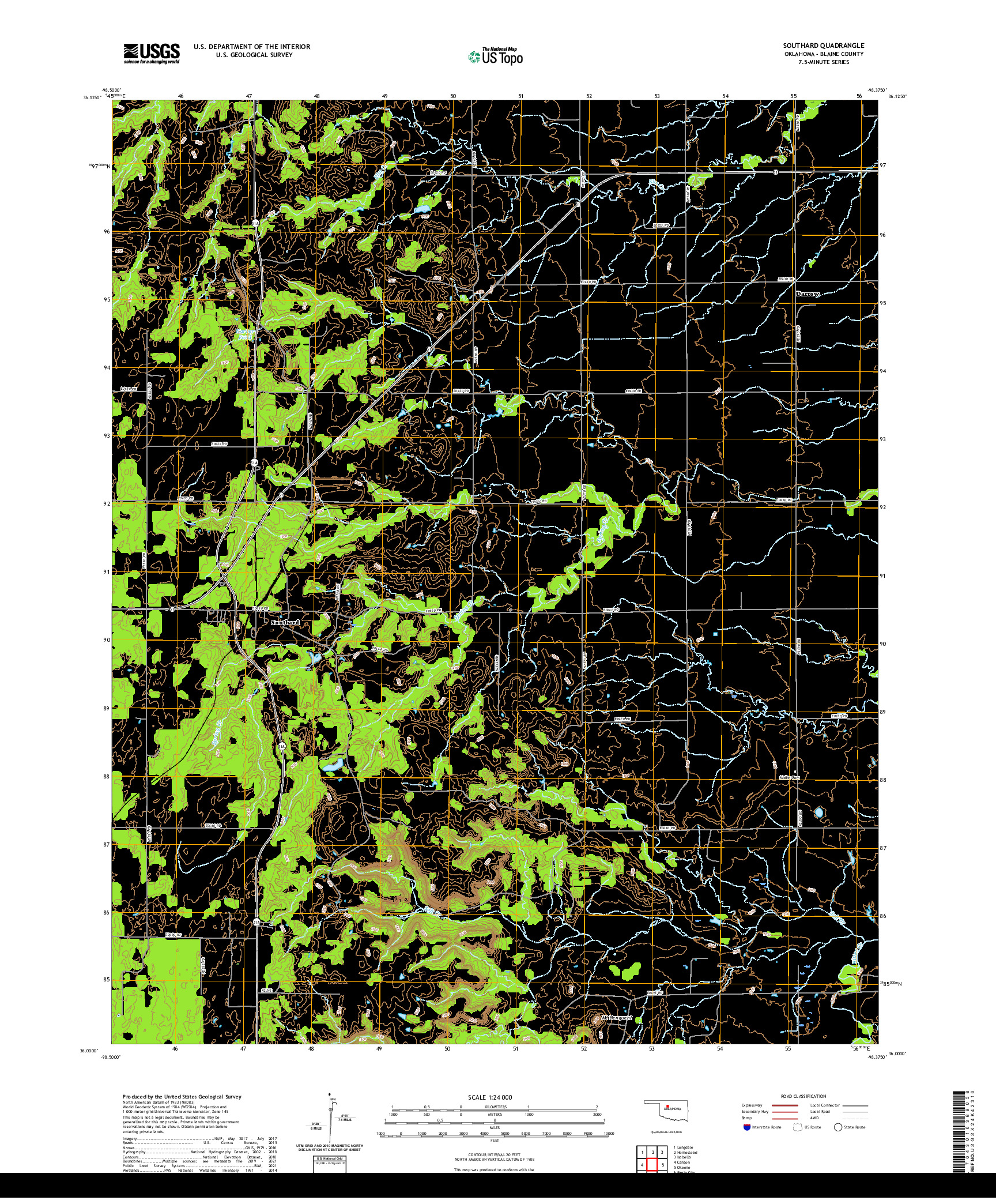 US TOPO 7.5-MINUTE MAP FOR SOUTHARD, OK