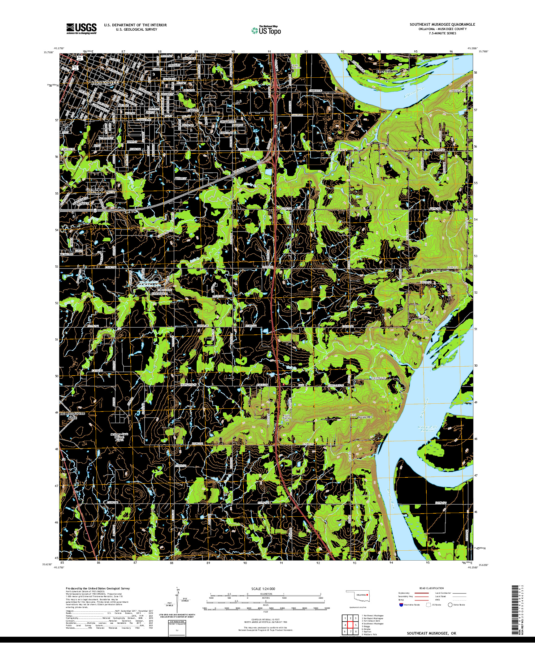 US TOPO 7.5-MINUTE MAP FOR SOUTHEAST MUSKOGEE, OK