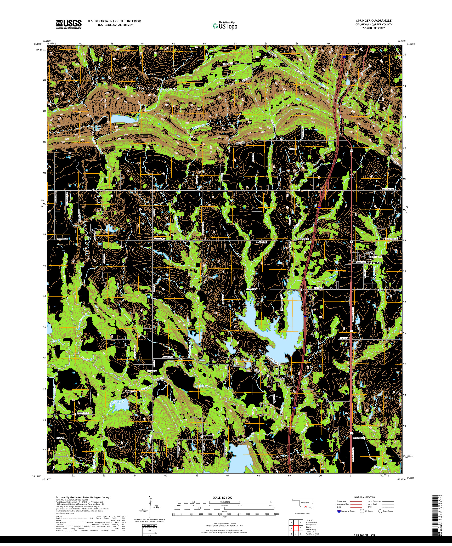 US TOPO 7.5-MINUTE MAP FOR SPRINGER, OK