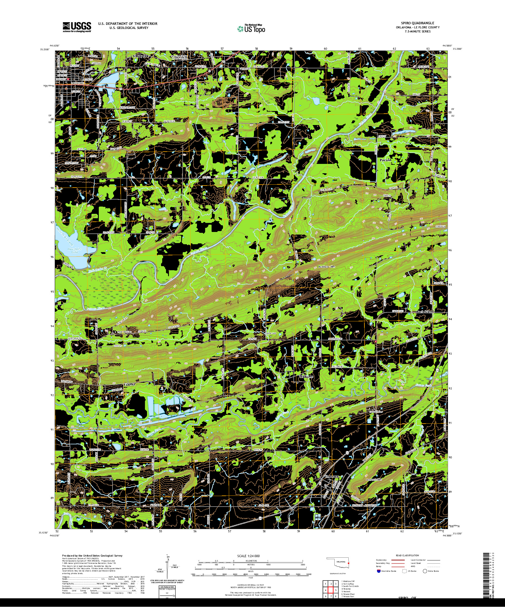 US TOPO 7.5-MINUTE MAP FOR SPIRO, OK