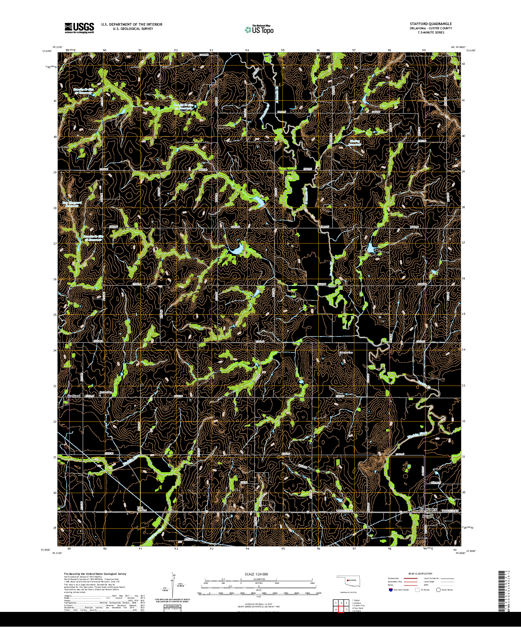 US TOPO 7.5-MINUTE MAP FOR STAFFORD, OK