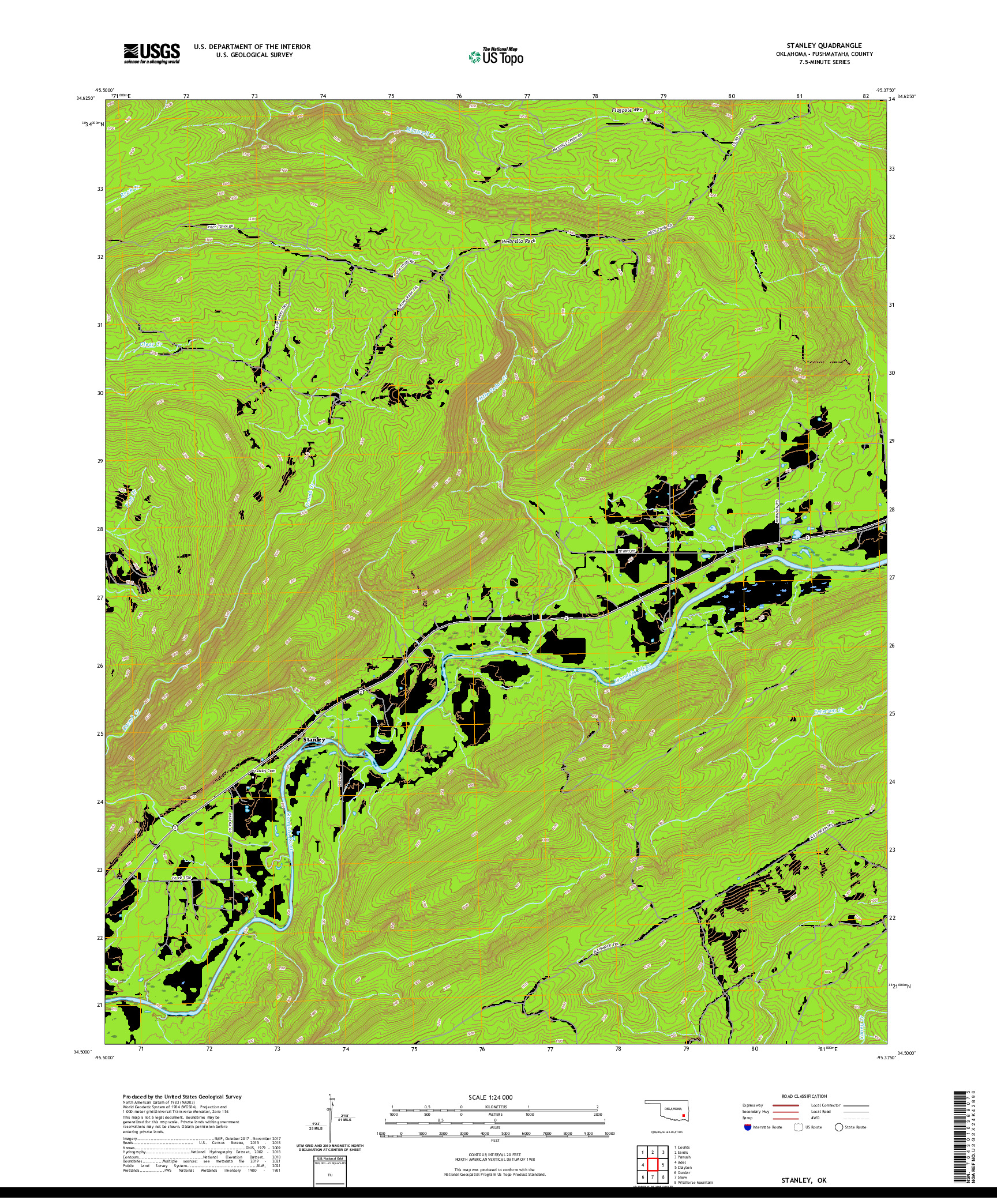 US TOPO 7.5-MINUTE MAP FOR STANLEY, OK