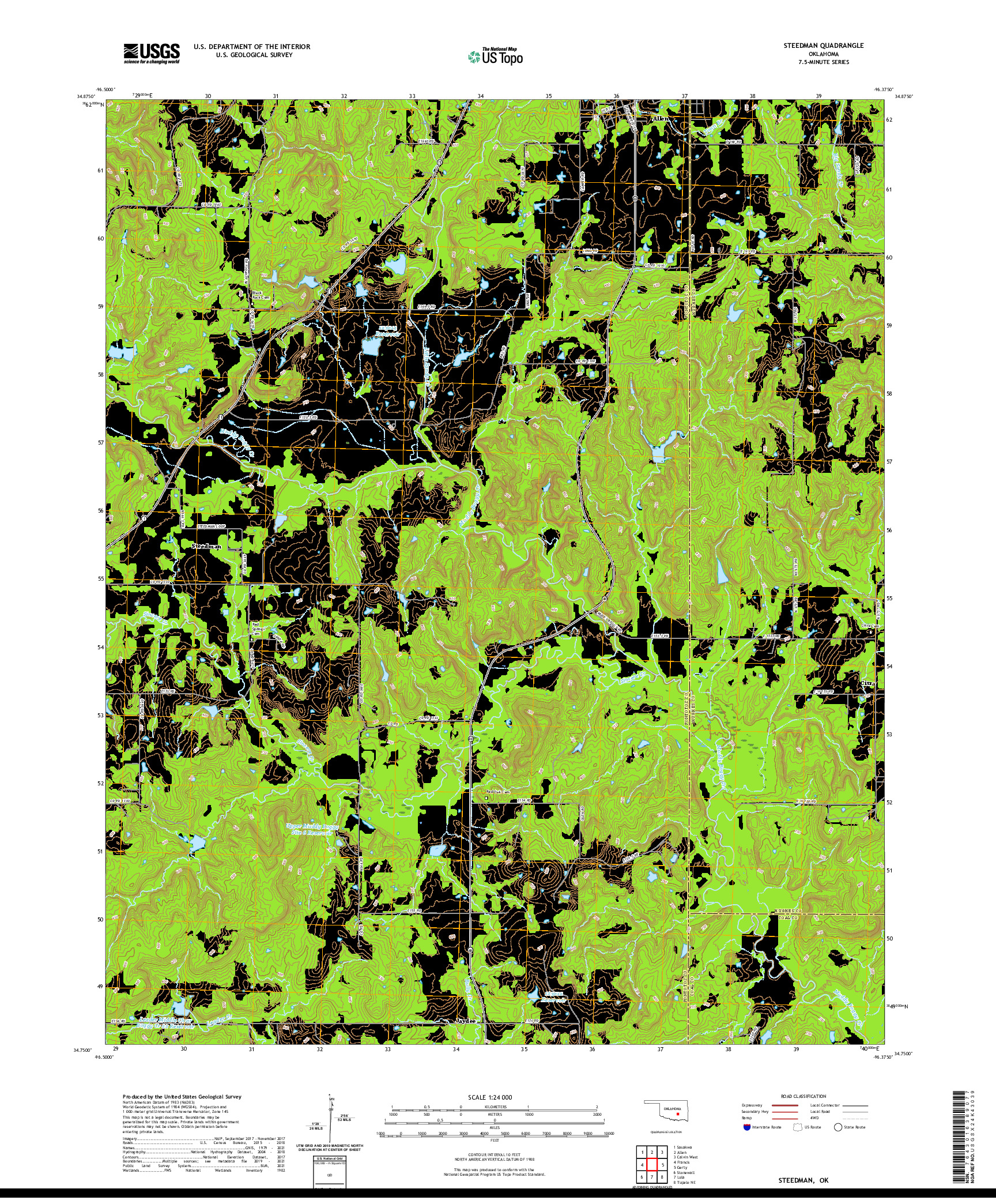 US TOPO 7.5-MINUTE MAP FOR STEEDMAN, OK