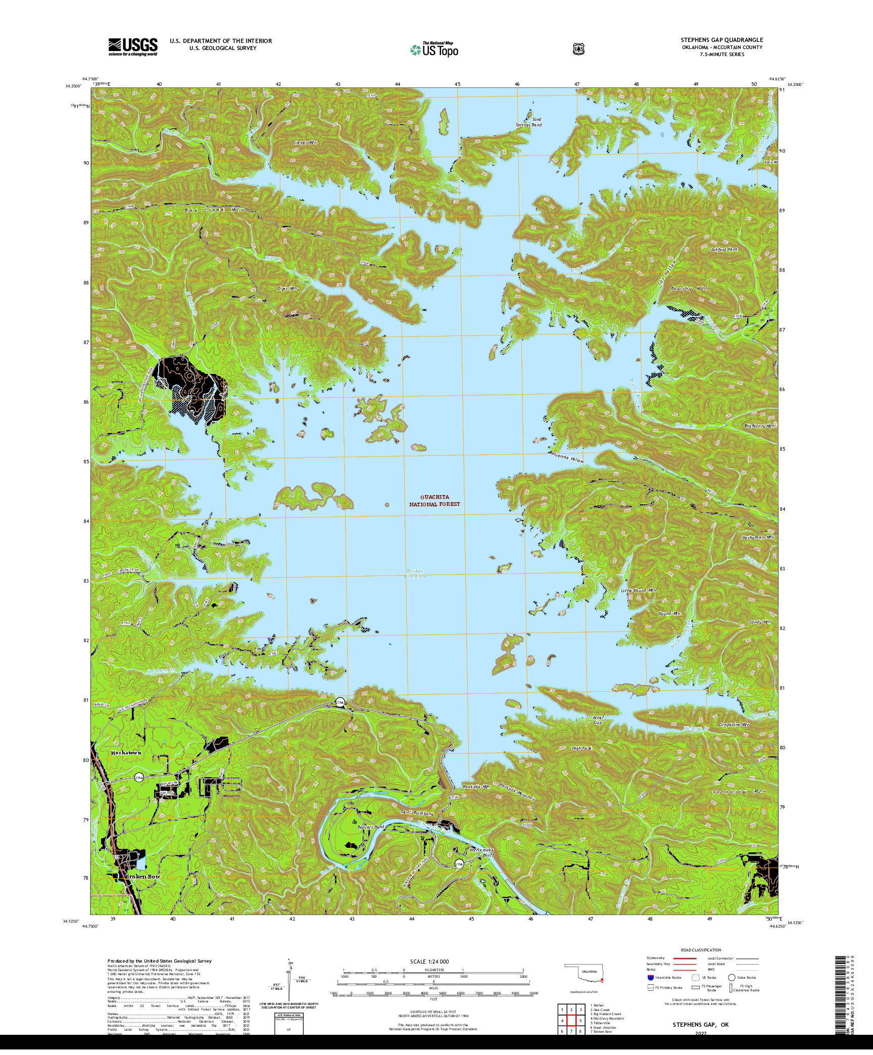 US TOPO 7.5-MINUTE MAP FOR STEPHENS GAP, OK