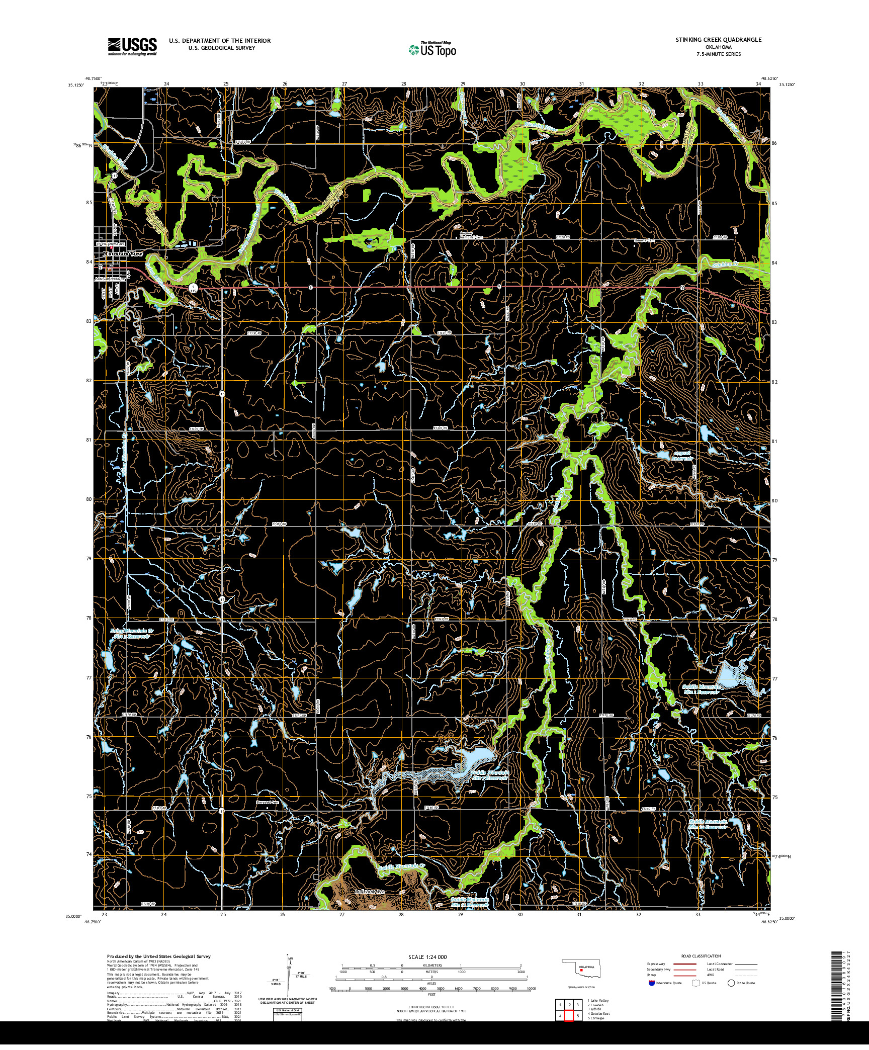 US TOPO 7.5-MINUTE MAP FOR STINKING CREEK, OK