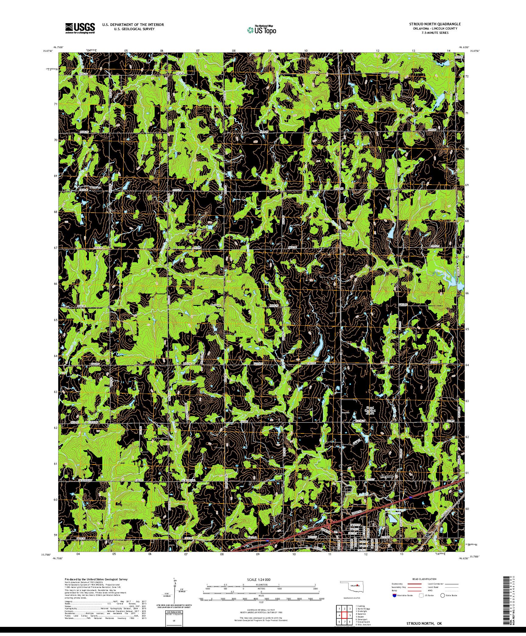 US TOPO 7.5-MINUTE MAP FOR STROUD NORTH, OK