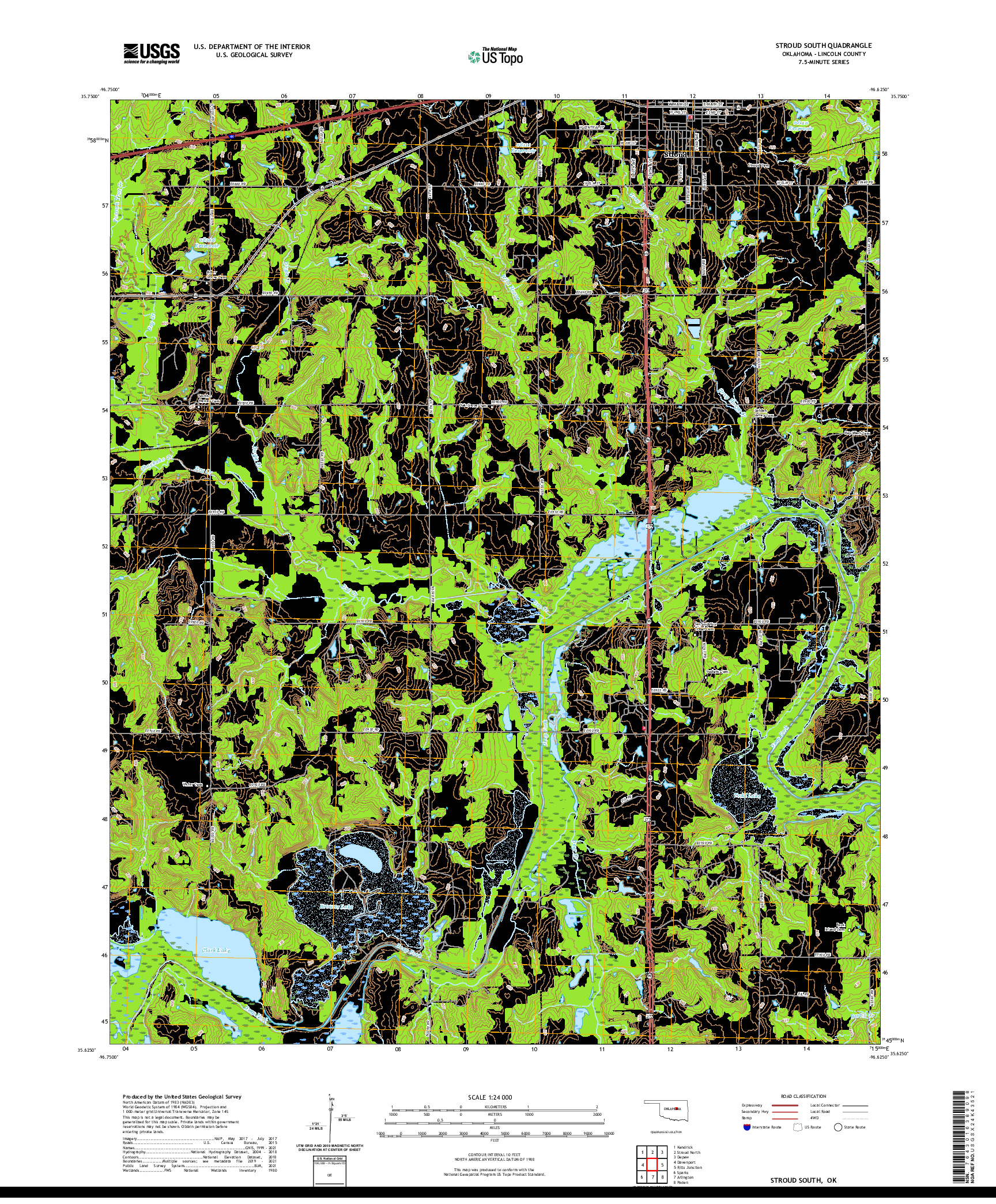 US TOPO 7.5-MINUTE MAP FOR STROUD SOUTH, OK