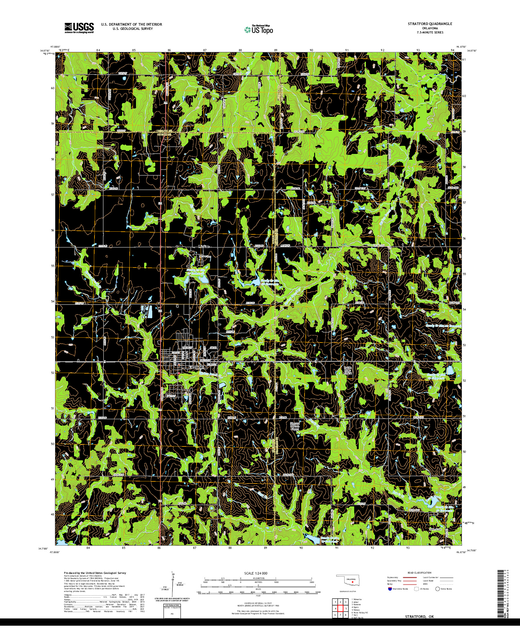 US TOPO 7.5-MINUTE MAP FOR STRATFORD, OK