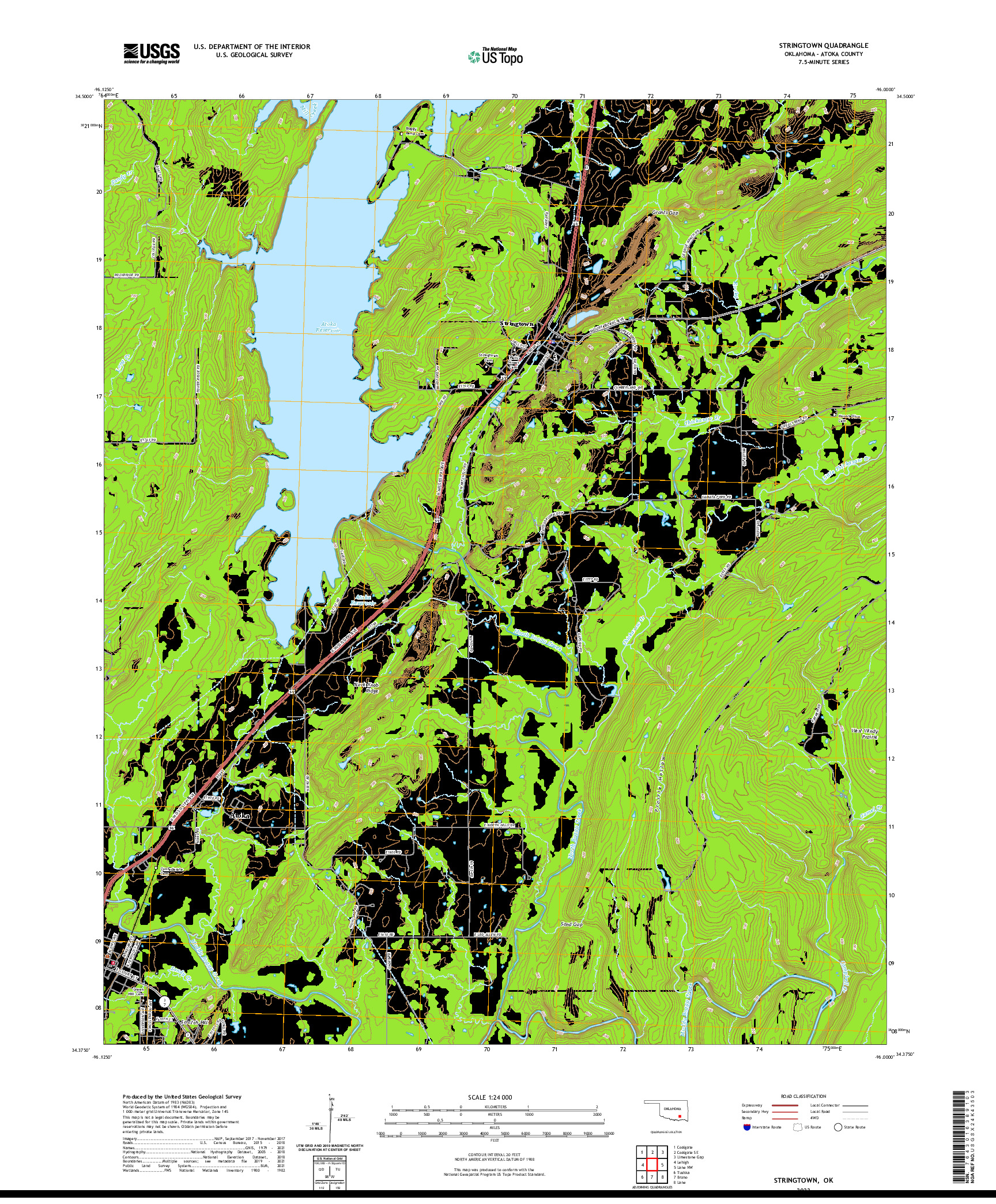 US TOPO 7.5-MINUTE MAP FOR STRINGTOWN, OK