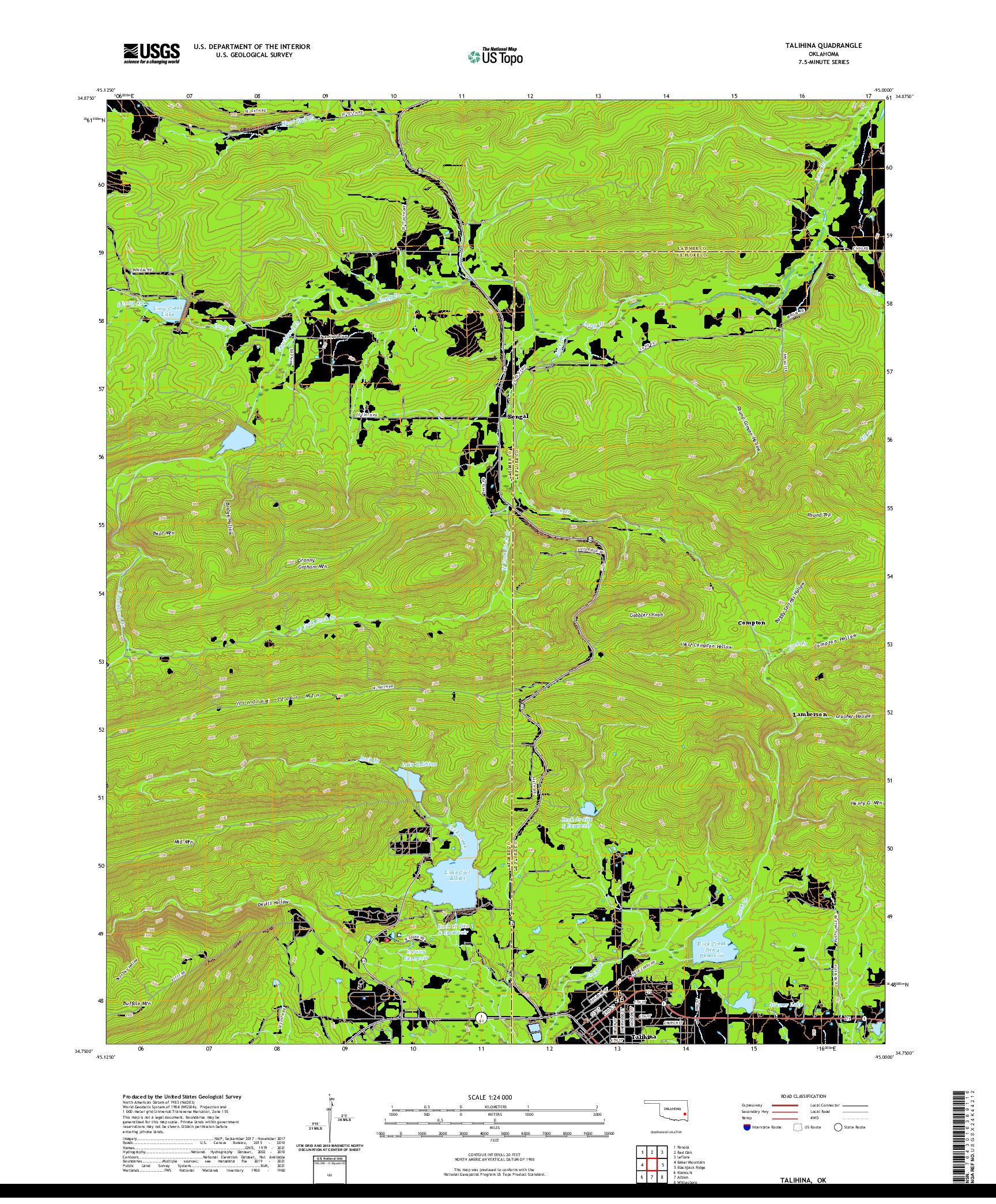 US TOPO 7.5-MINUTE MAP FOR TALIHINA, OK