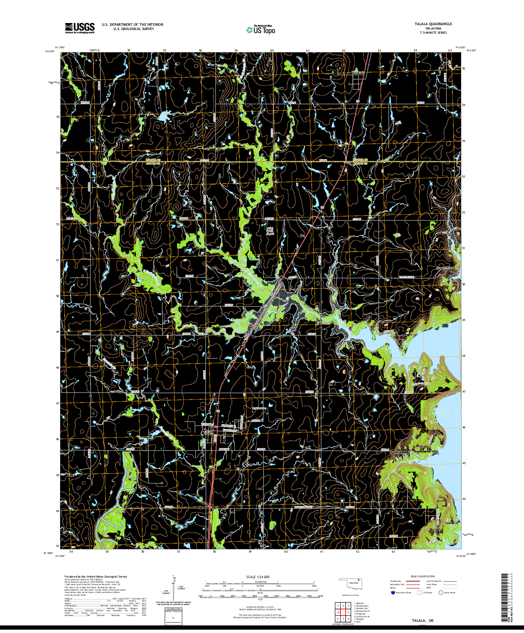 US TOPO 7.5-MINUTE MAP FOR TALALA, OK