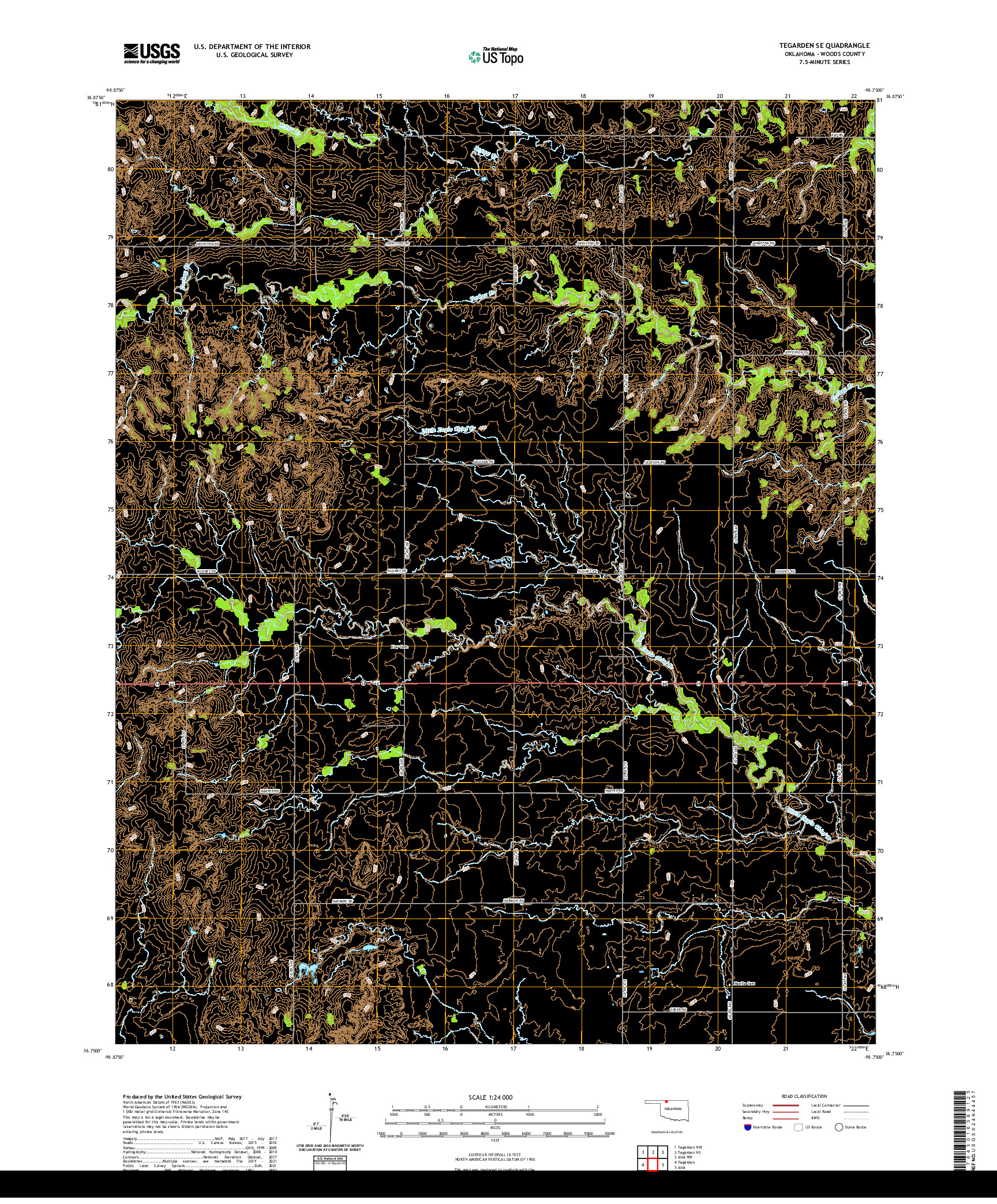 US TOPO 7.5-MINUTE MAP FOR TEGARDEN SE, OK