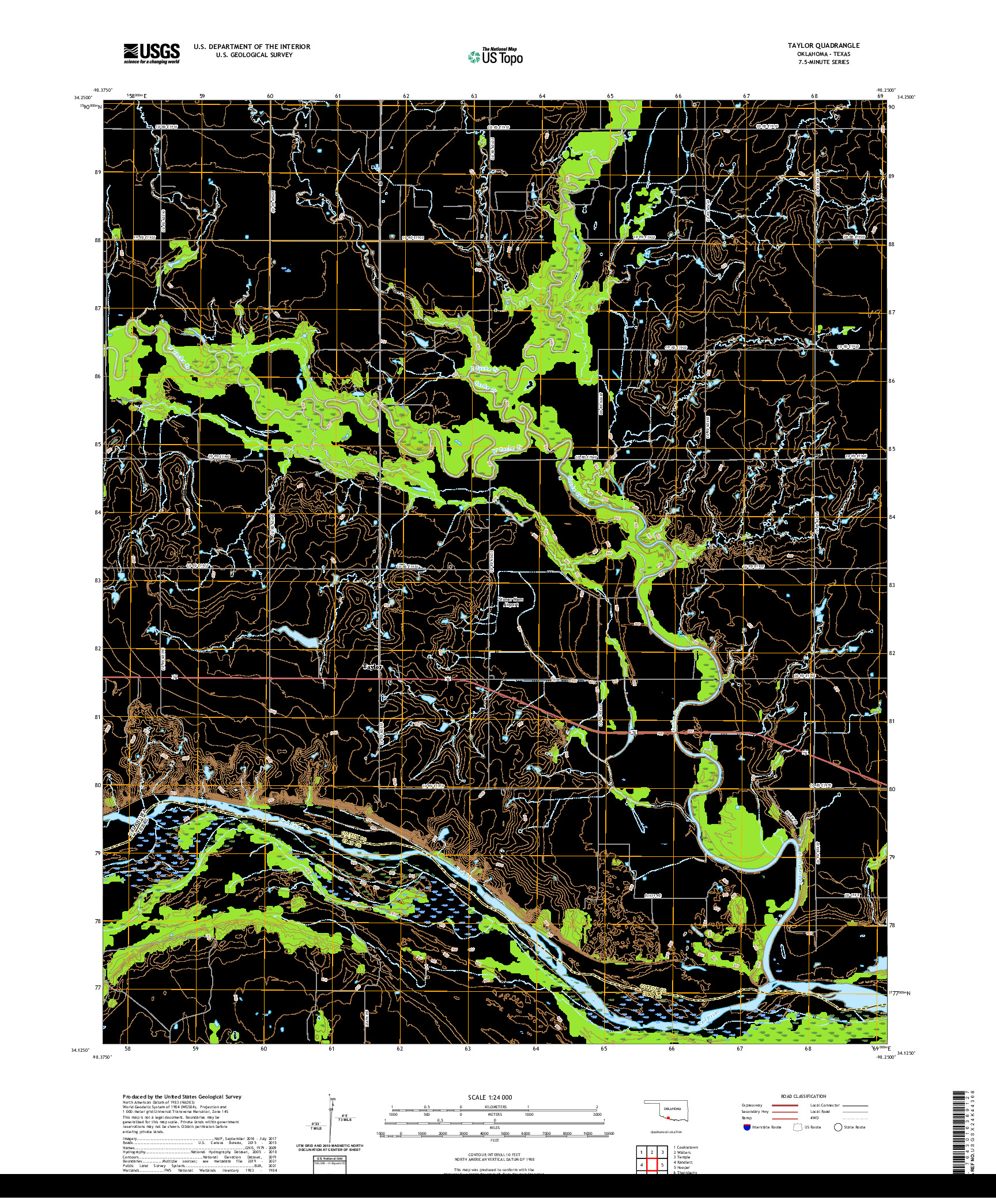 US TOPO 7.5-MINUTE MAP FOR TAYLOR, OK,TX