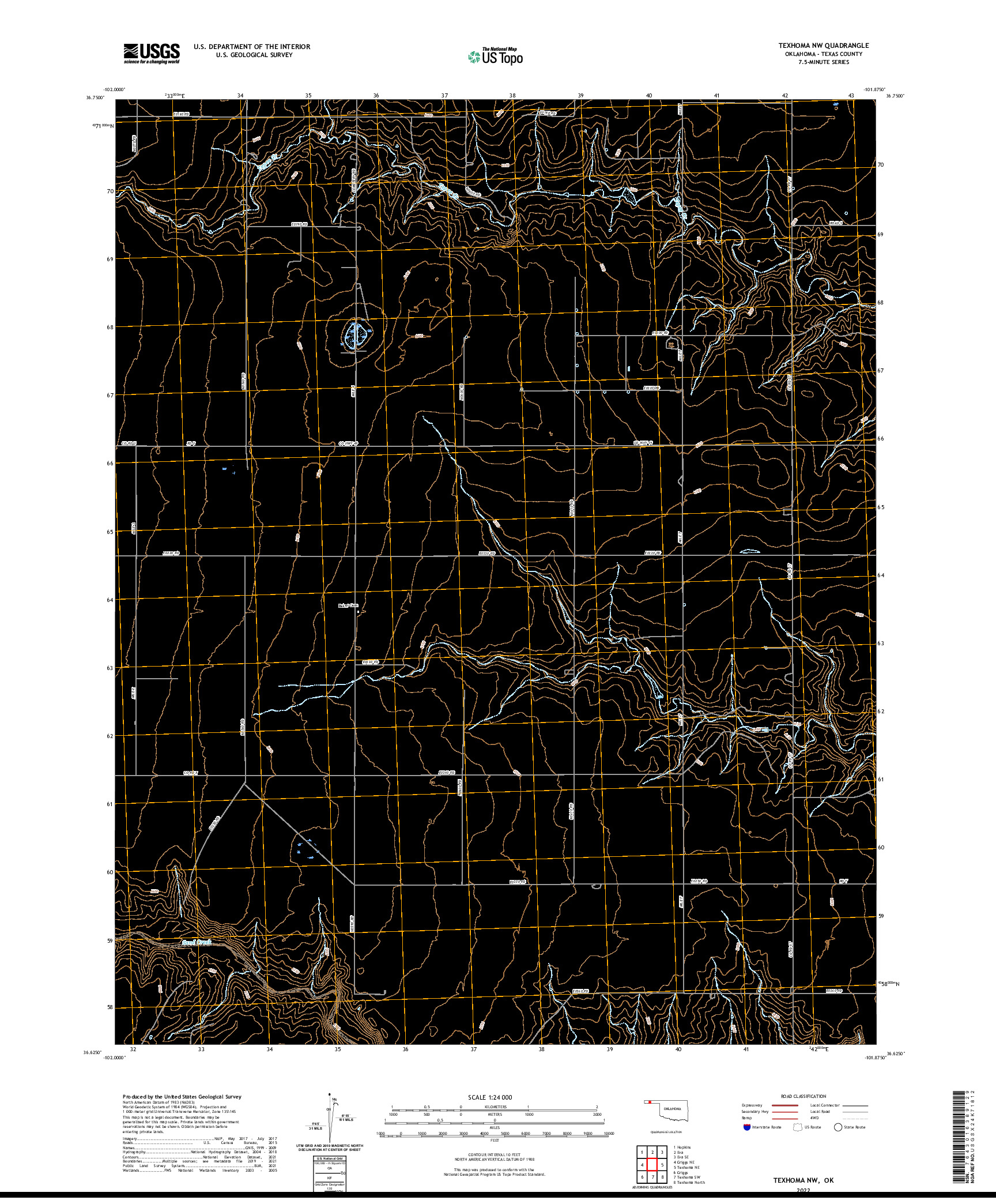 US TOPO 7.5-MINUTE MAP FOR TEXHOMA NW, OK