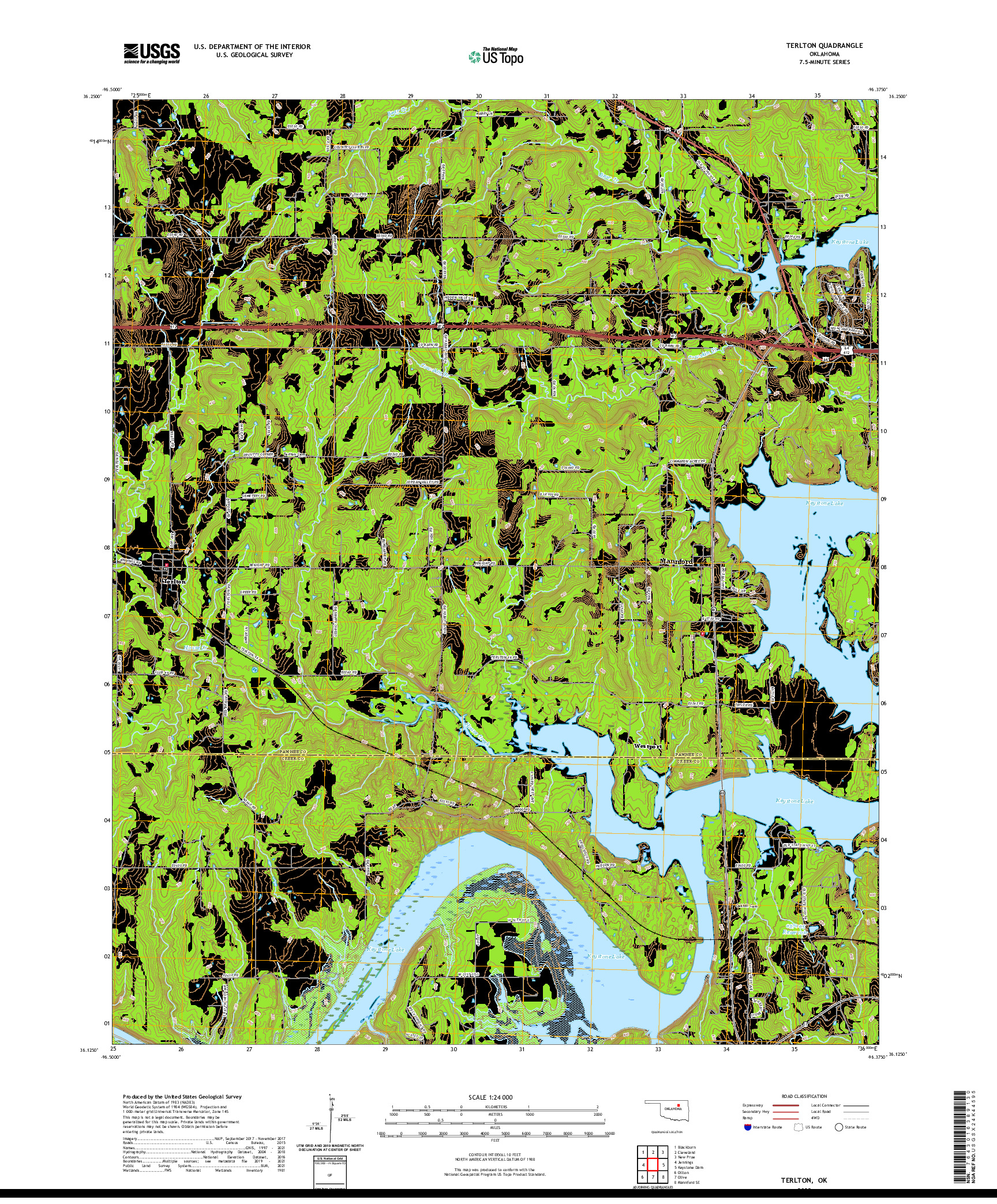 US TOPO 7.5-MINUTE MAP FOR TERLTON, OK