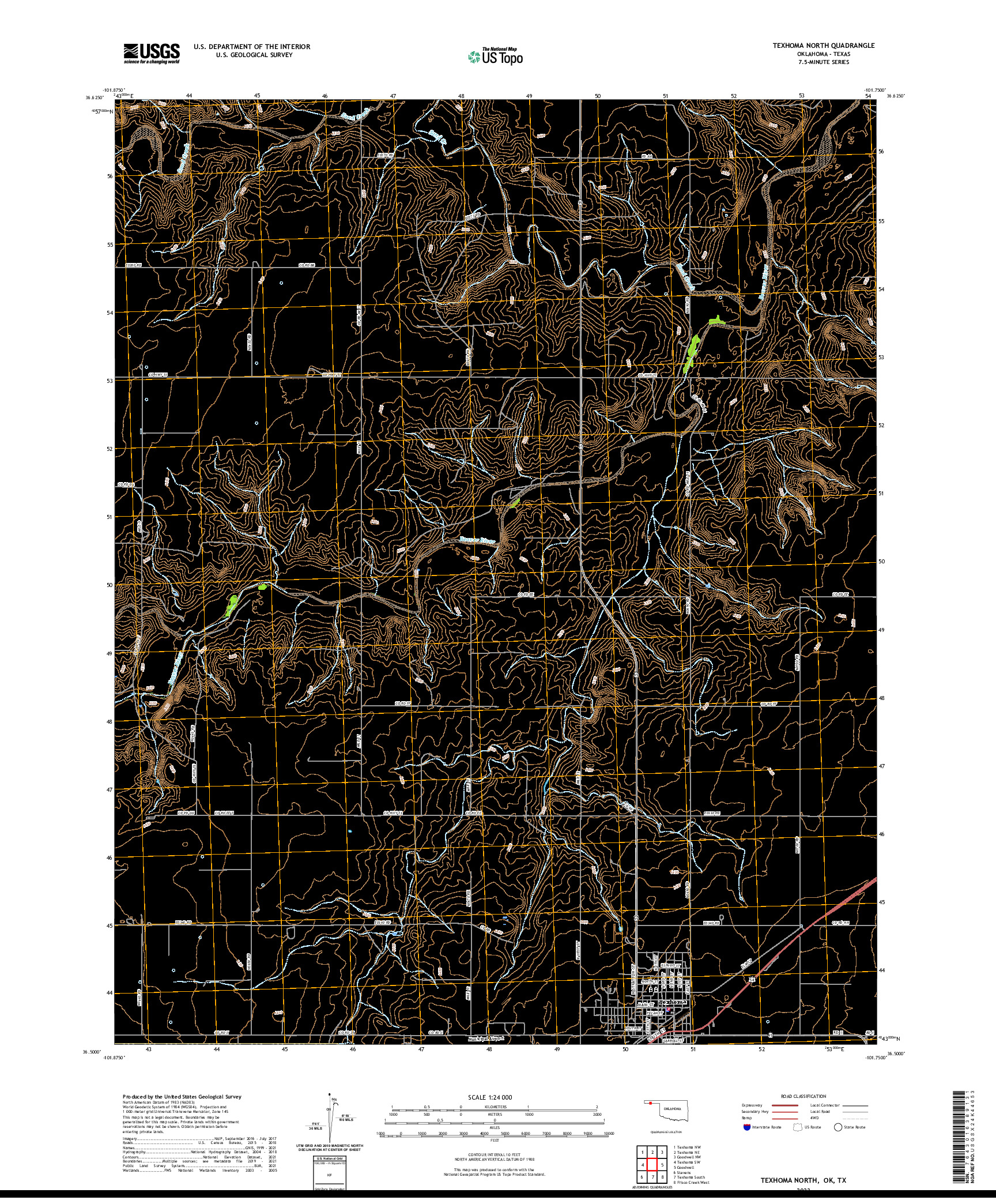 US TOPO 7.5-MINUTE MAP FOR TEXHOMA NORTH, OK,TX