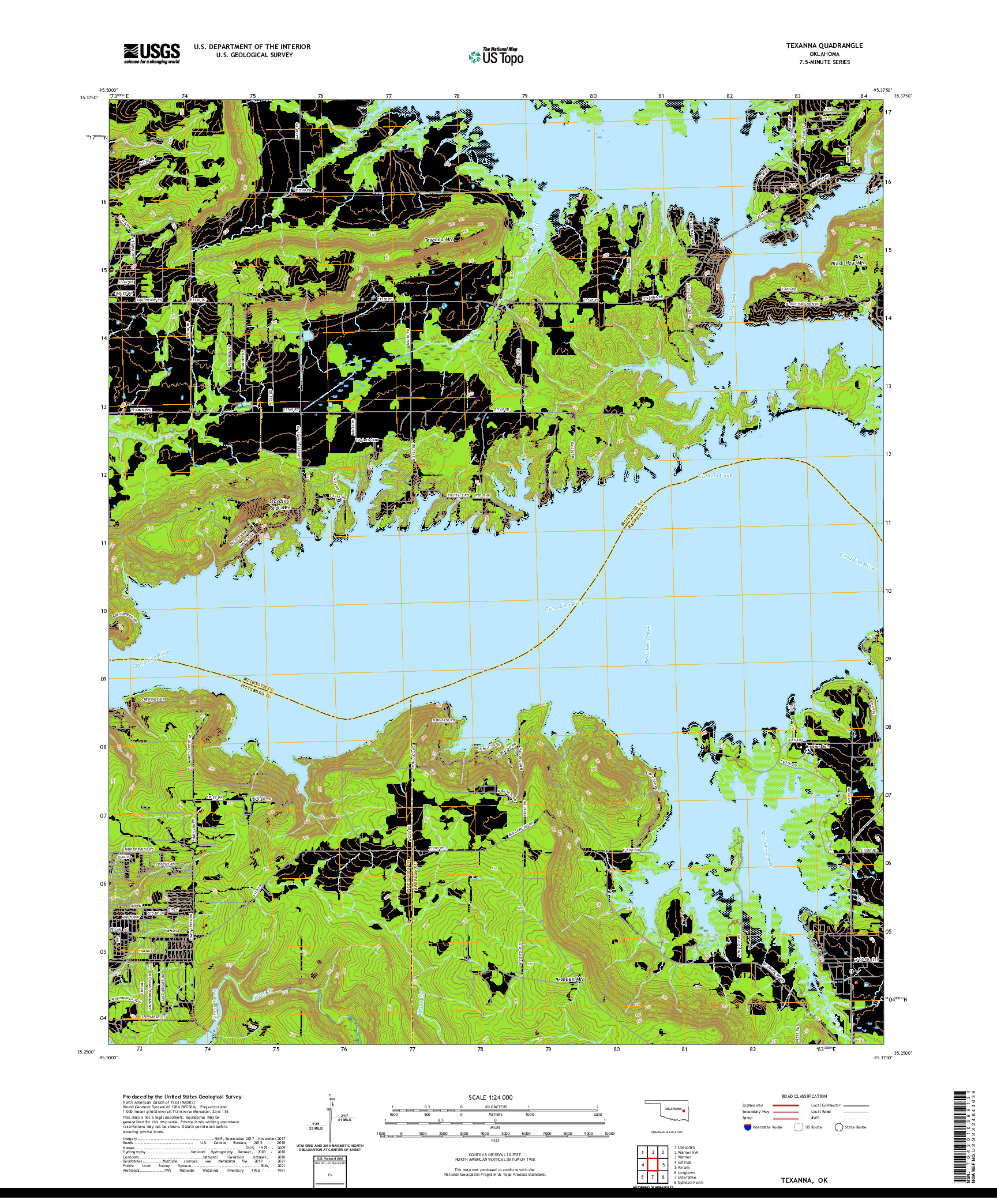 US TOPO 7.5-MINUTE MAP FOR TEXANNA, OK