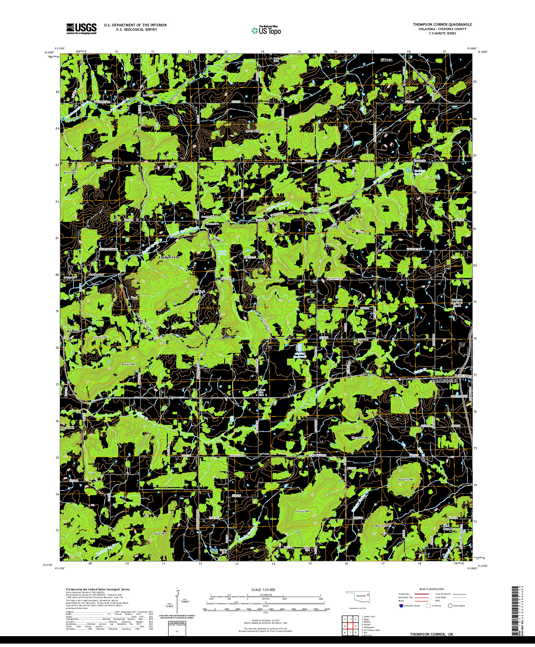 US TOPO 7.5-MINUTE MAP FOR THOMPSON CORNER, OK