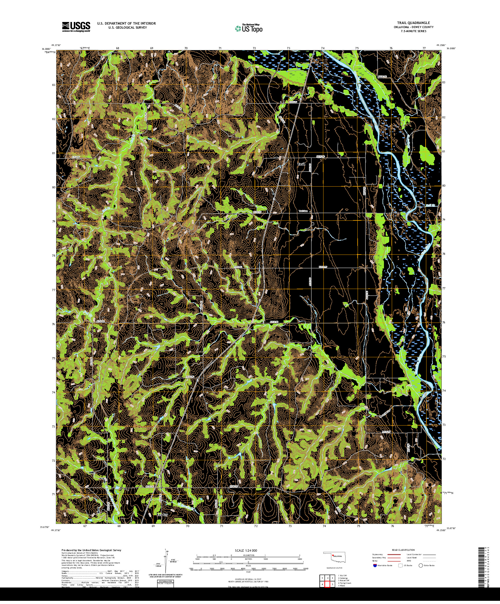 US TOPO 7.5-MINUTE MAP FOR TRAIL, OK