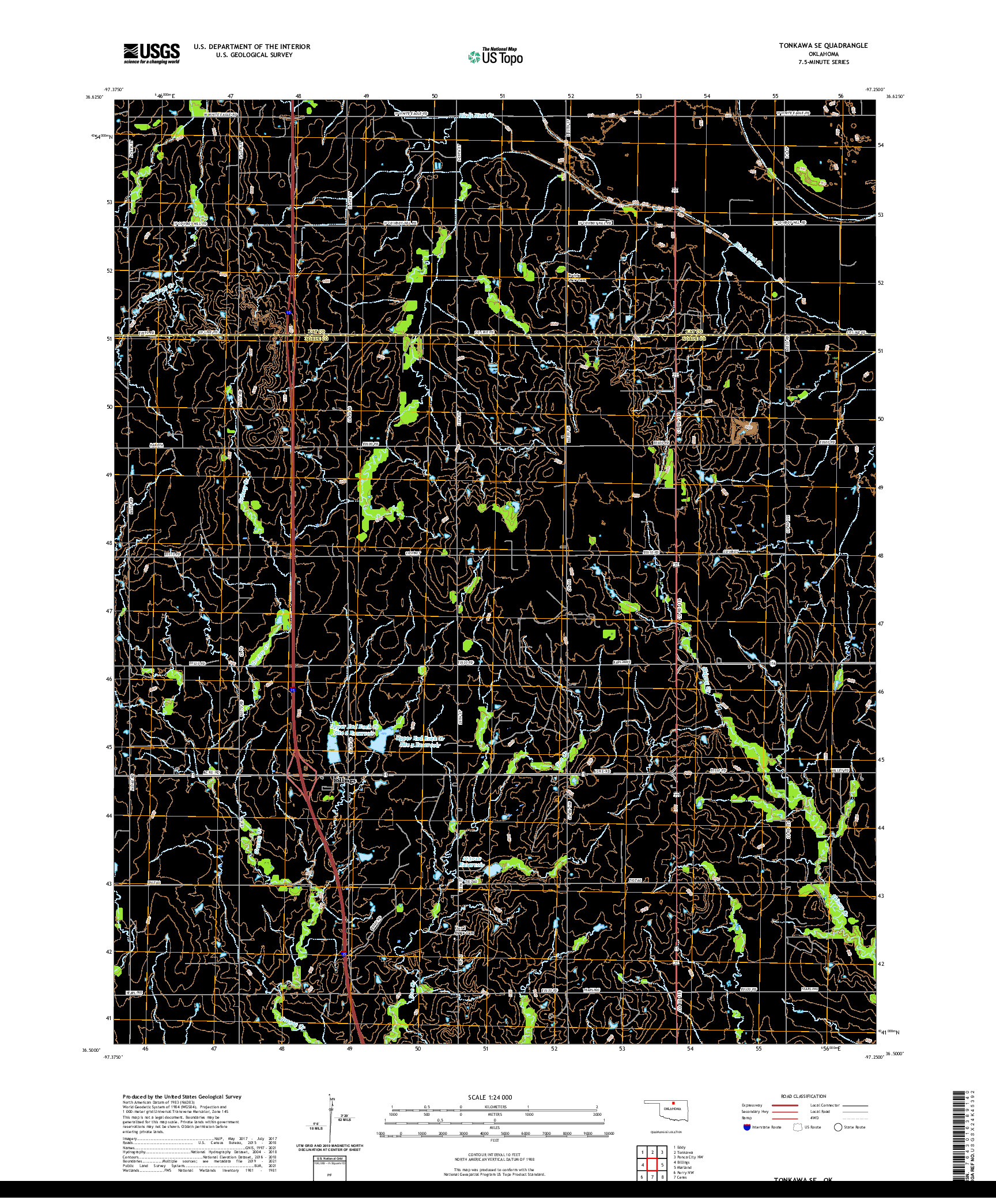 US TOPO 7.5-MINUTE MAP FOR TONKAWA SE, OK