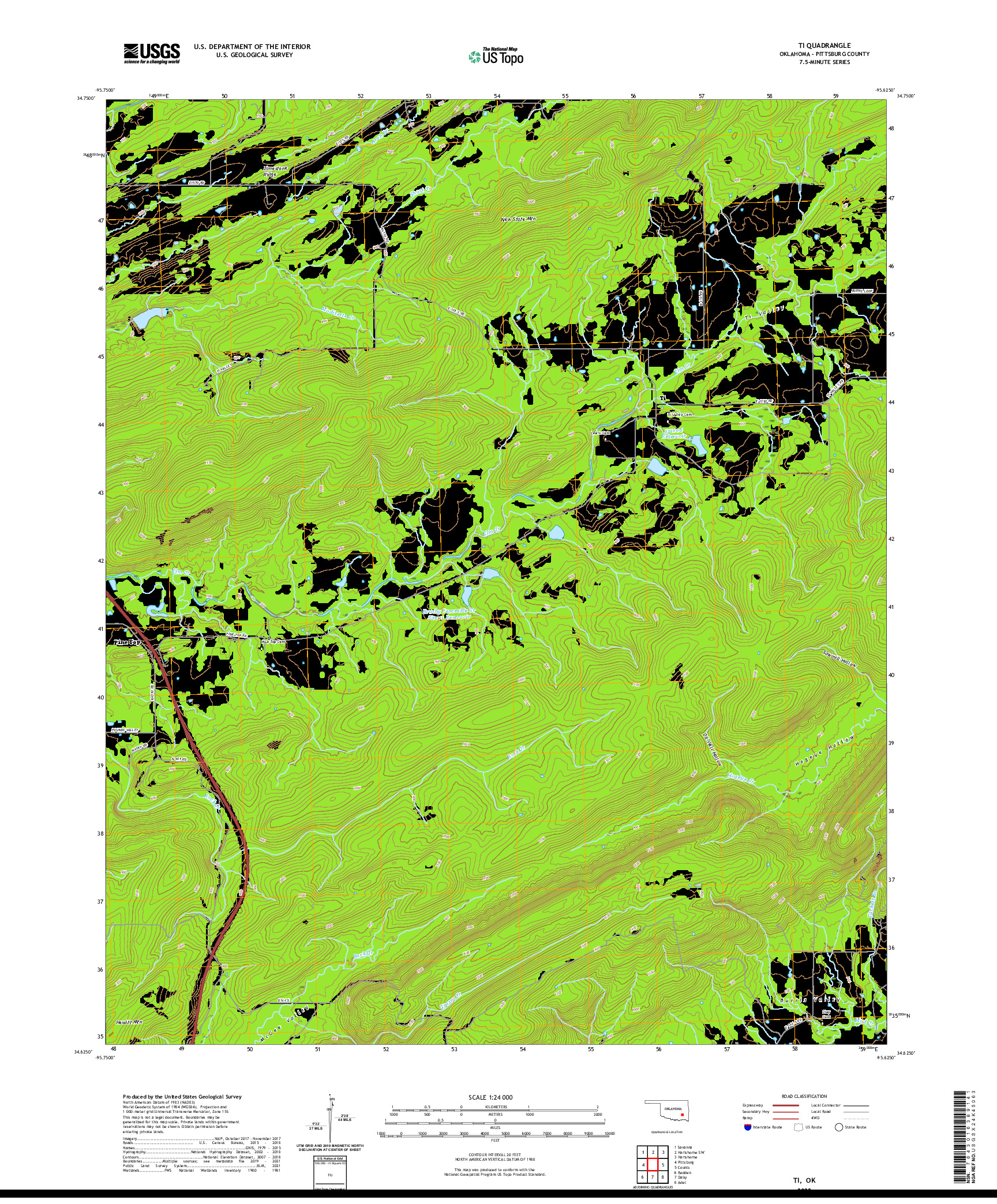 US TOPO 7.5-MINUTE MAP FOR TI, OK