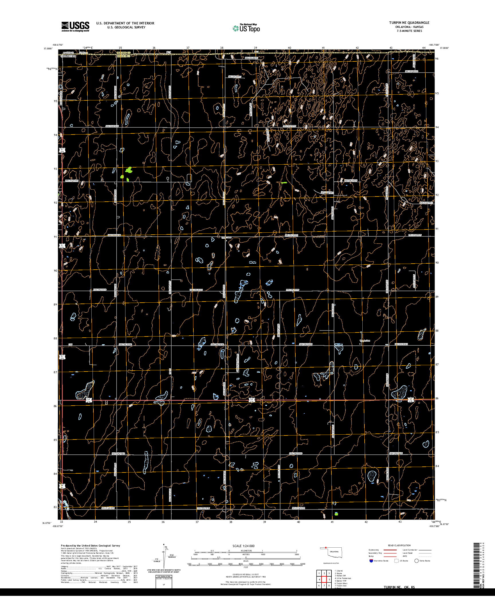 US TOPO 7.5-MINUTE MAP FOR TURPIN NE, OK,KS