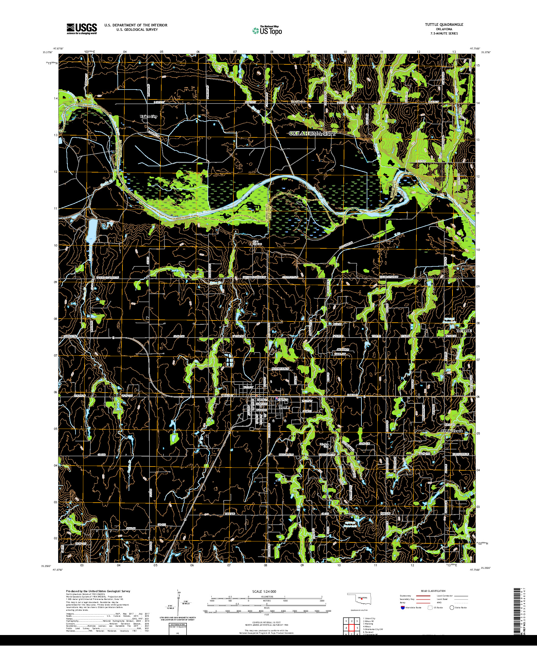 US TOPO 7.5-MINUTE MAP FOR TUTTLE, OK