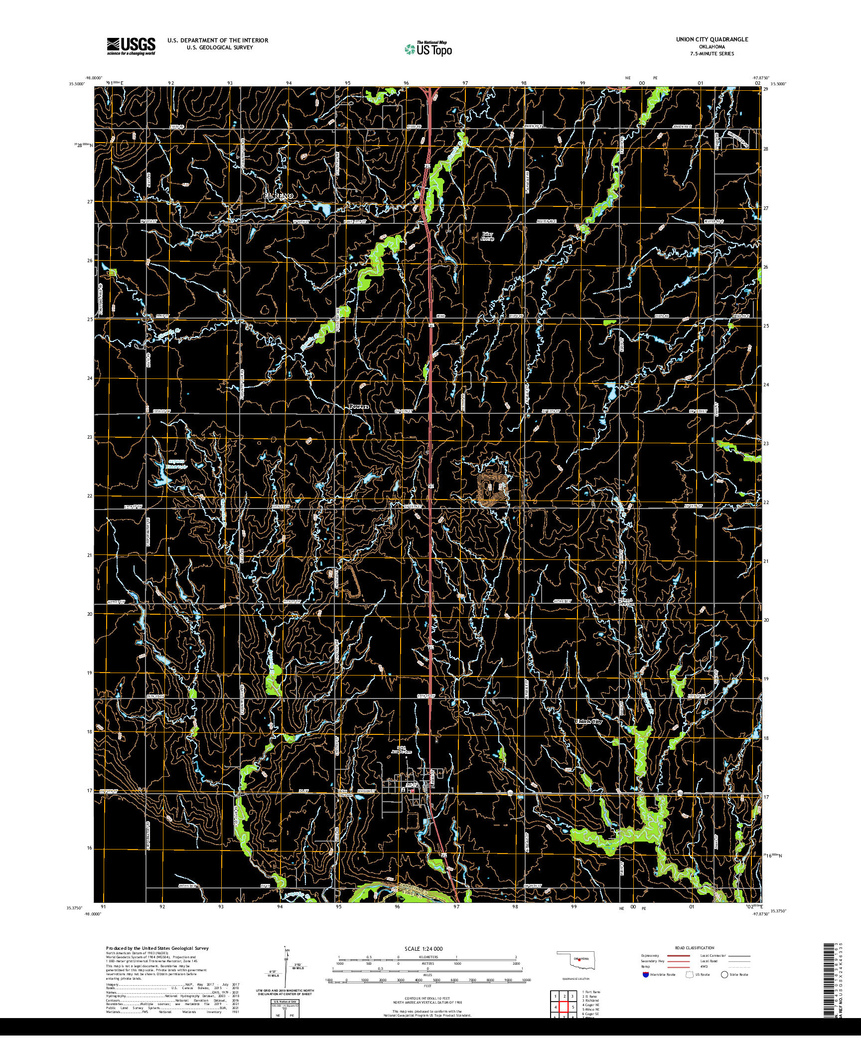 US TOPO 7.5-MINUTE MAP FOR UNION CITY, OK
