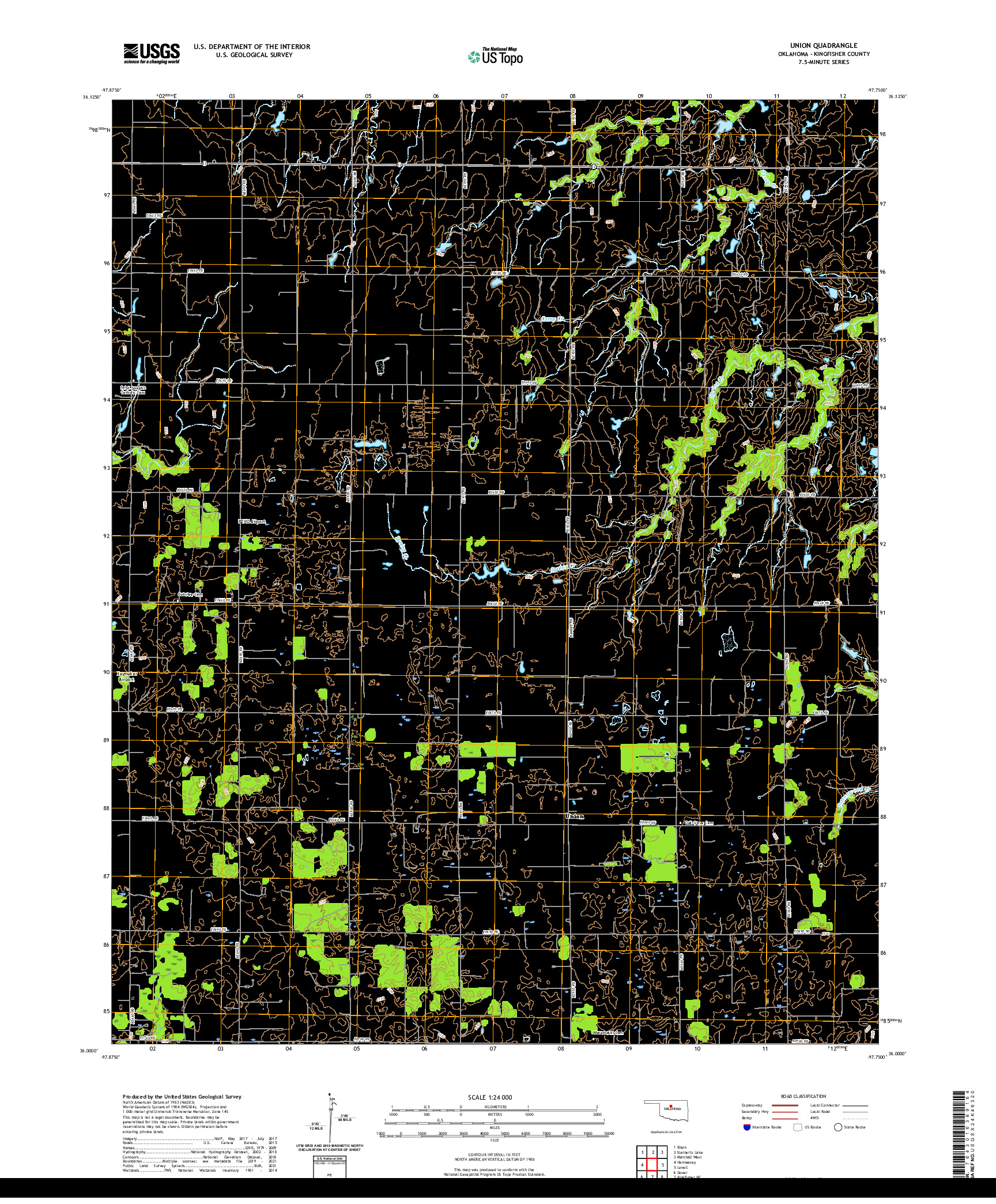 US TOPO 7.5-MINUTE MAP FOR UNION, OK