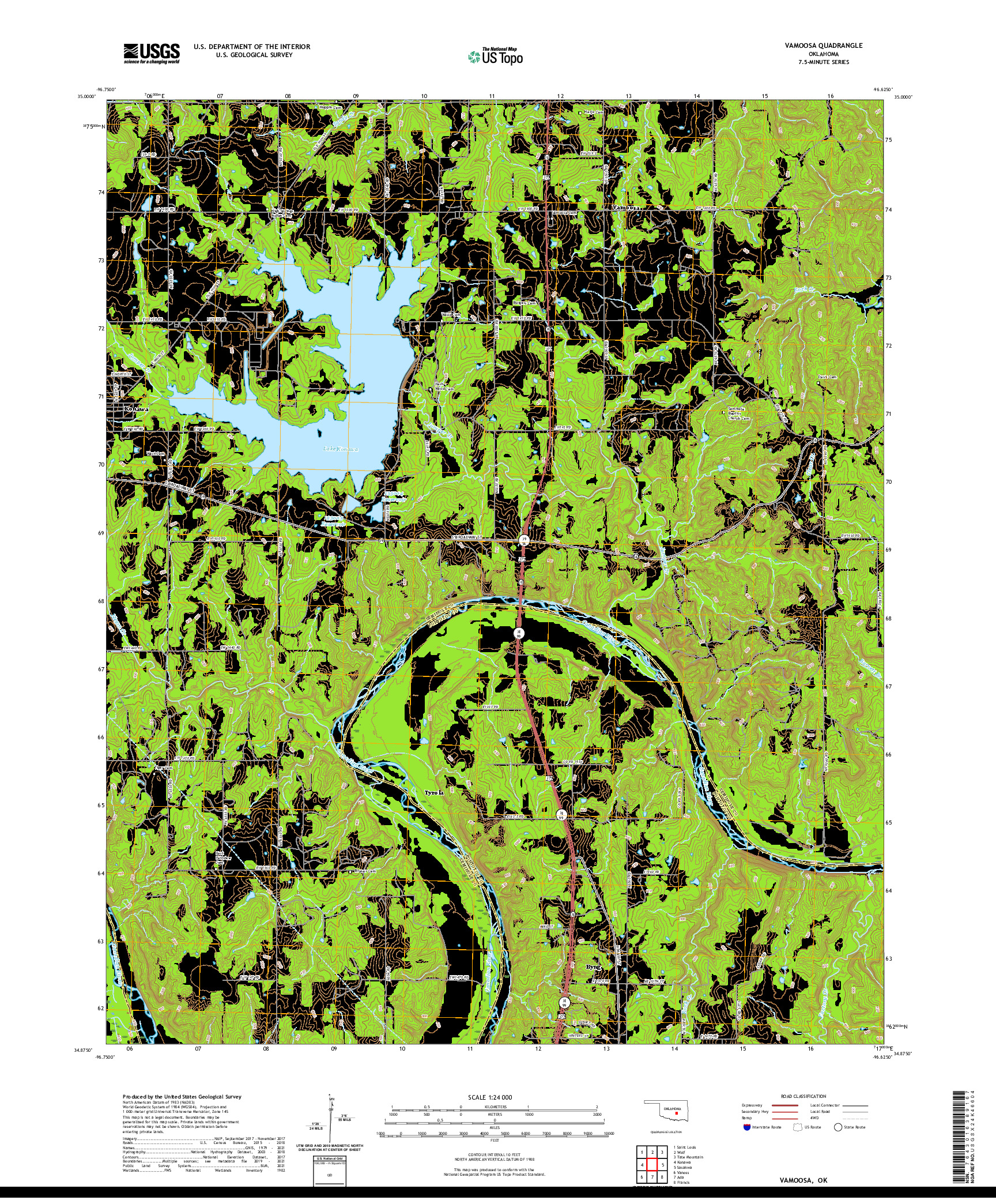 US TOPO 7.5-MINUTE MAP FOR VAMOOSA, OK